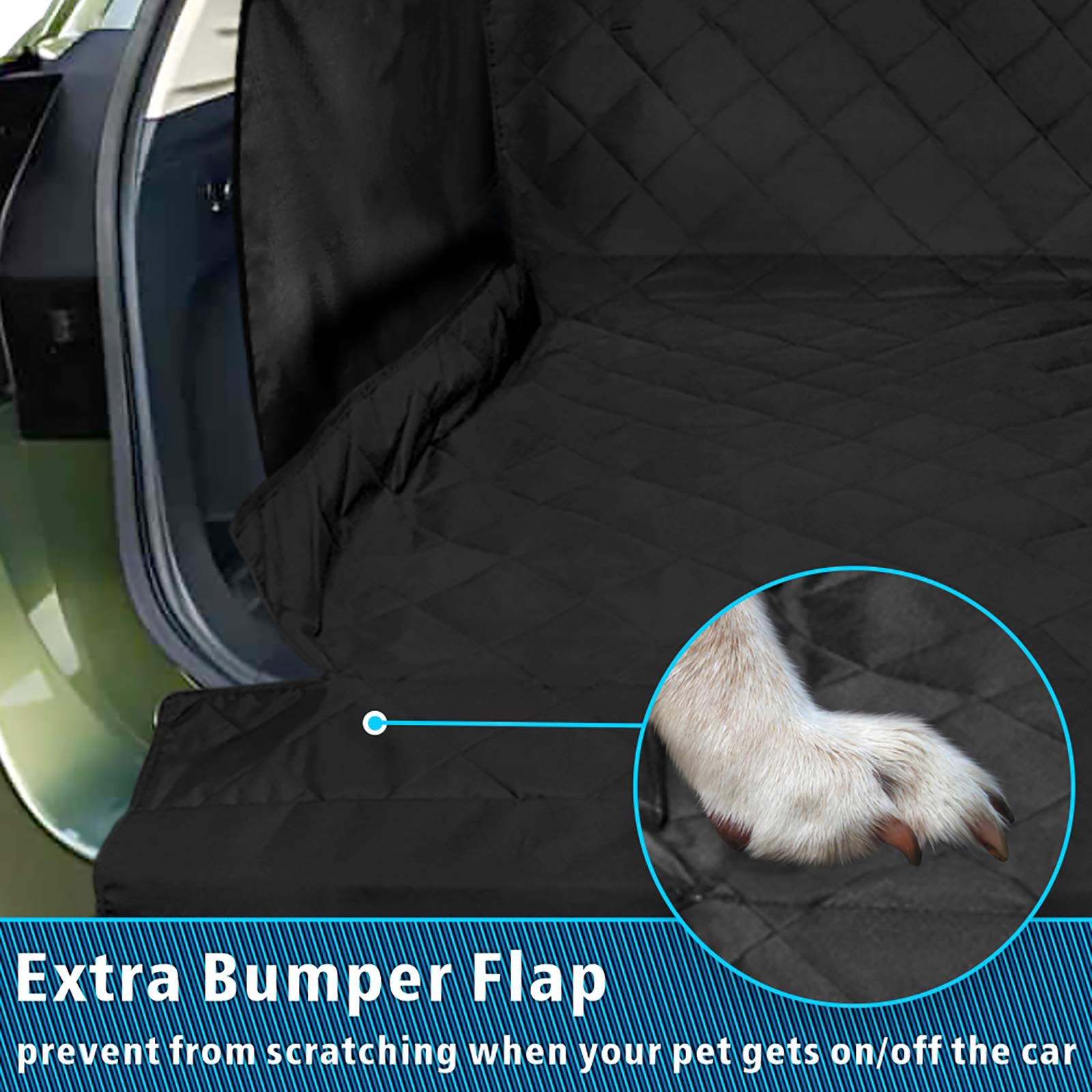 Funnipets Suv Cargo Liner For Dog, Water-Resistant Dog Cargo Liner With Side Flaps Protector, Non-Slip Dog Trunk Cover With Bumper Flap For Suvs Sedans Vans, Universal Fit Large Size, Black