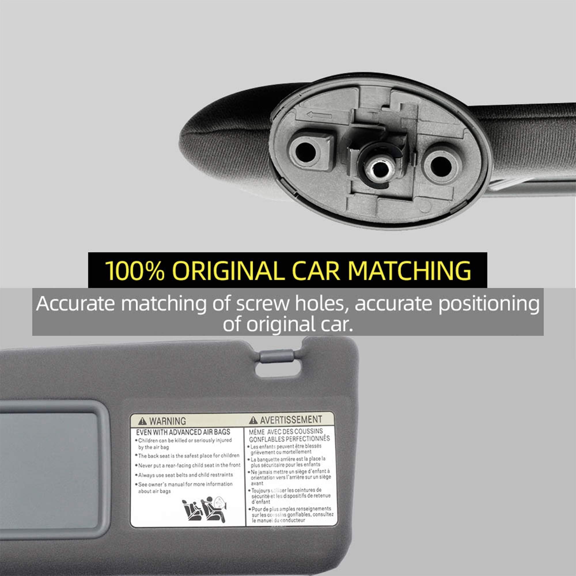 Dasbecan Left Driver Side Gray Sun Visor for Toyota Tacoma 2005-2012 - Compatible Replacement Part 74320-04181-B1