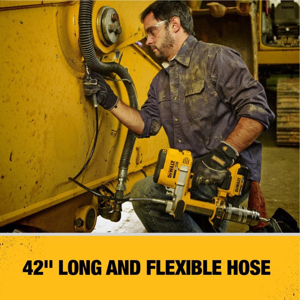 Dewalt 20V Max Grease Gun Kit, Cordless, 42    Long Hose, 10,000 Psi, Variable Speed Triggers, Battery And Charger Included (Dcg