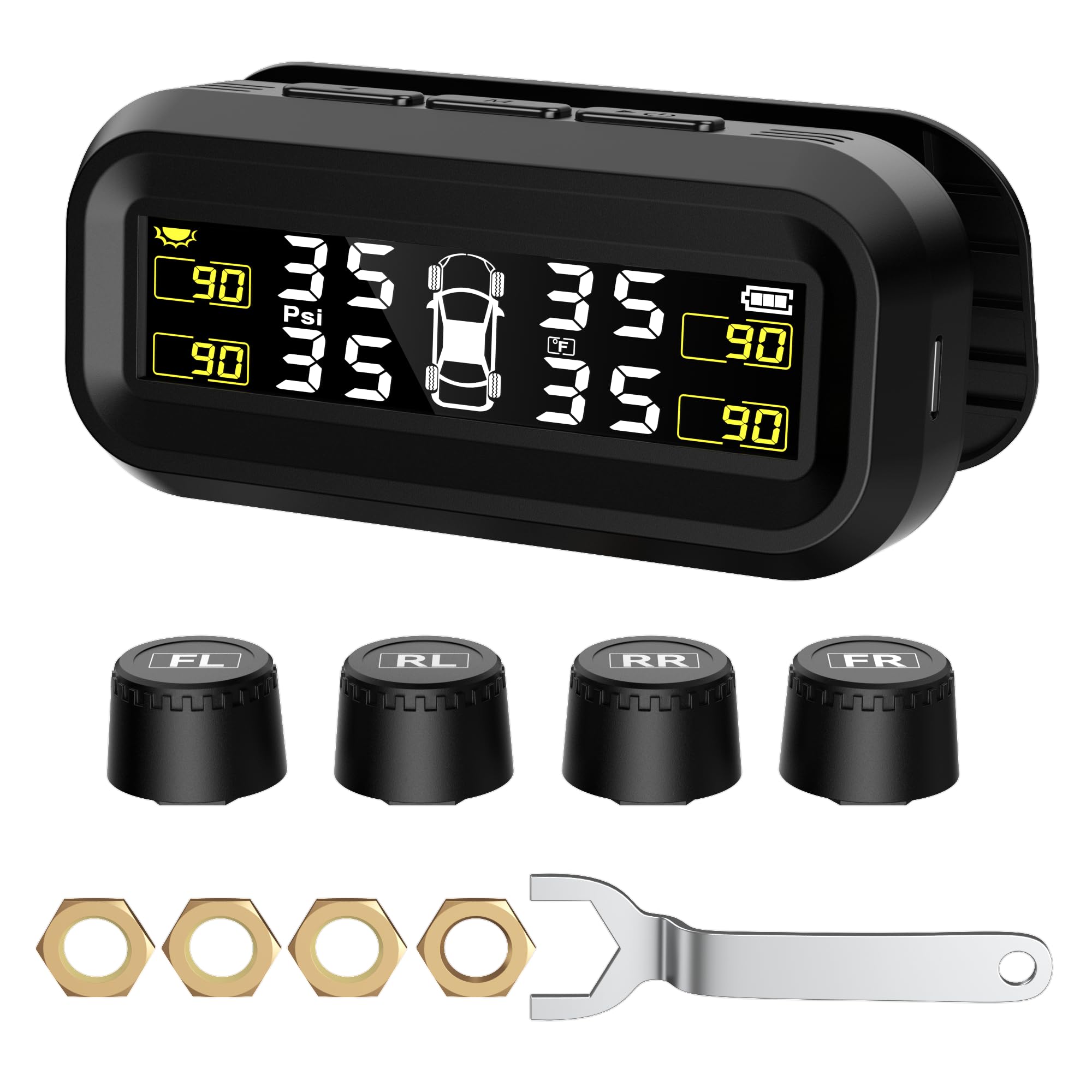SEACOT SEACOT Solar TPMS Tire Pressure Monitoring System - Professional Edition (0-87 PSI), 4 Sensors, Solar and USB Charging, L