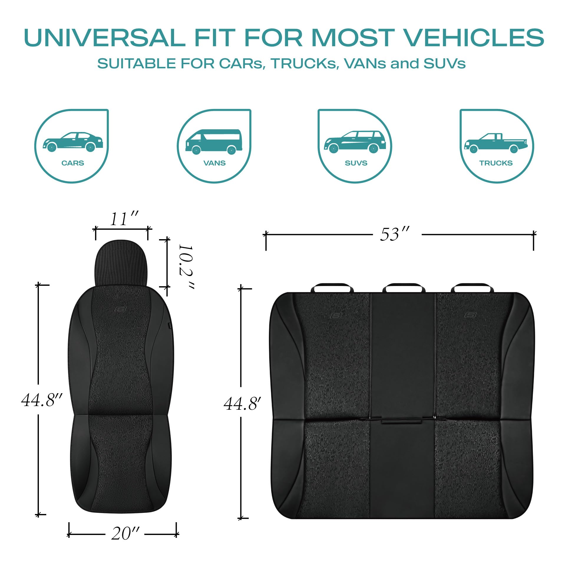 Skechers Car Seat Covers,Leather Seat Covers with GOGA Mat Technology,Waterproof Car Seat Covers Front Seats,Airbag Compatible,C