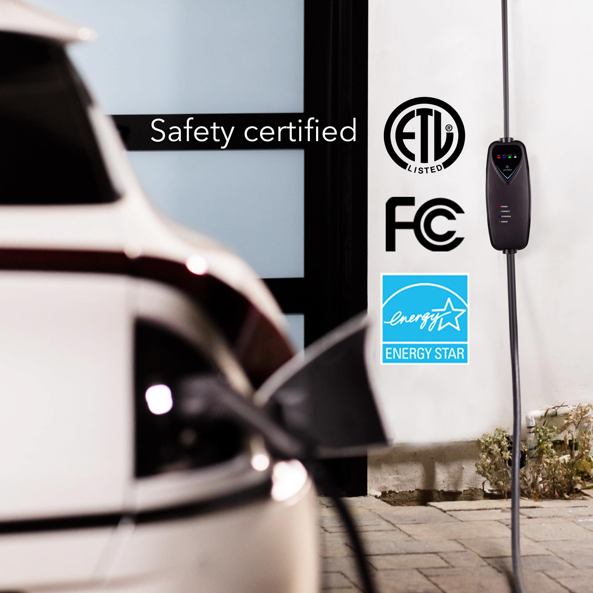 Lectron Level 2 Ev Charger - Etl Certified, 240V, 40 Amp, Nema 14-50 Plug, 16 Ft Extension Cord & J1772 Cable- Portable Electric