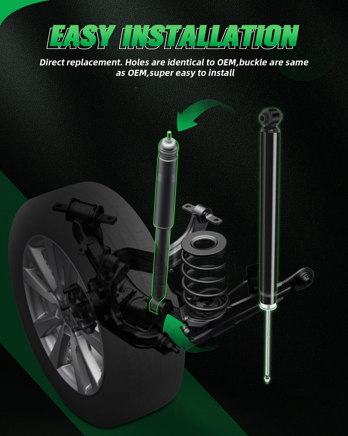 Scitoo Rear (2 Pcs) Shocks For Mazda, Shocks Absorbers Fits 2004-2009 For Mazda 3,2006-2010 For Mazda 5 With 343412 5607 Shocks