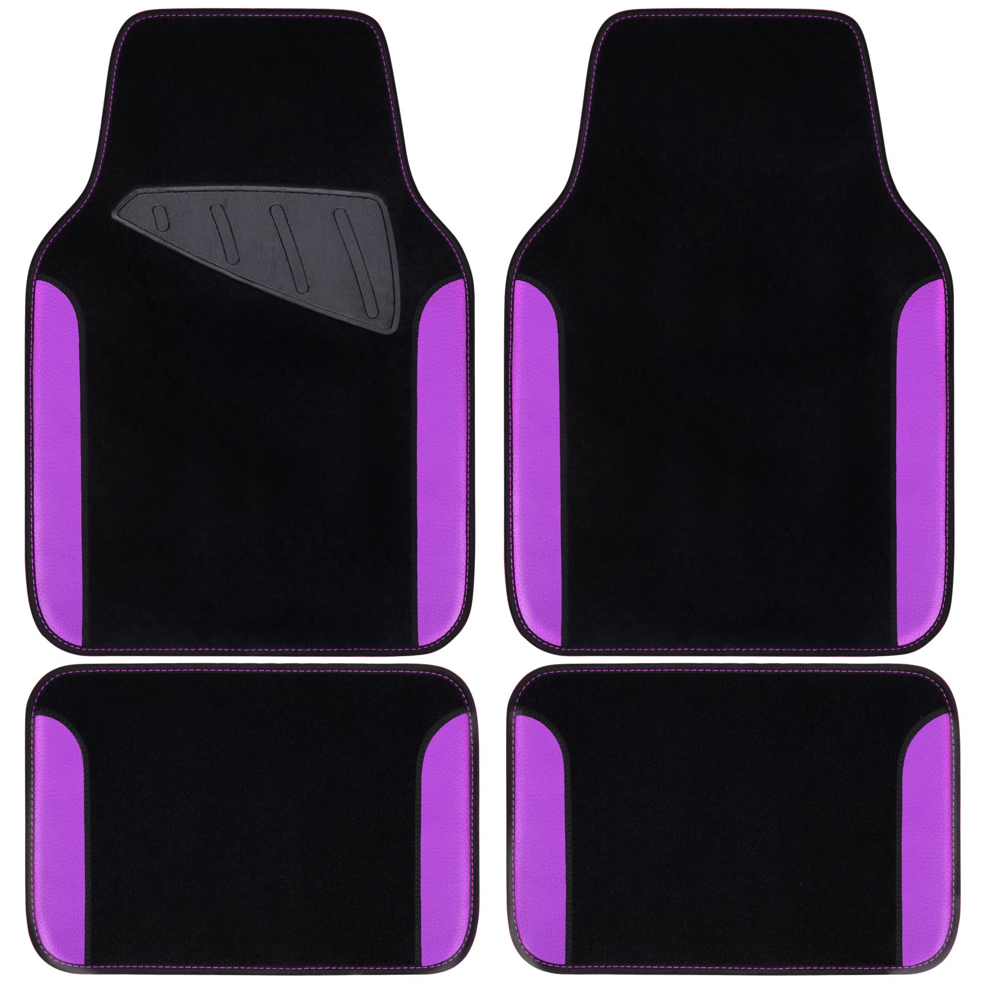 Car Pass Waterproof Universal Fit Car Floor Mats, Faux Leather Car Carpet Mats With Anti-Slip Nibbs Backing & Driver Heel Pad Fi