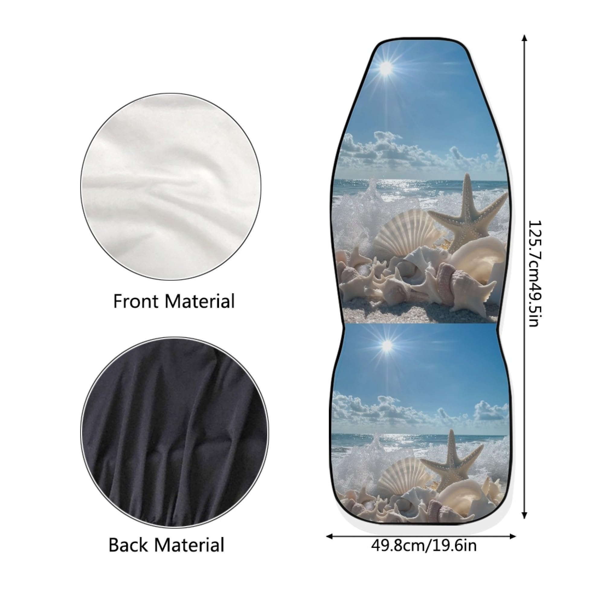 Bigcarjob Ocean Style Universal Car Seat Cover 2Pcs Bucket Seat Covers Holiday Travel Car Front Seat Saddle Mat Covers