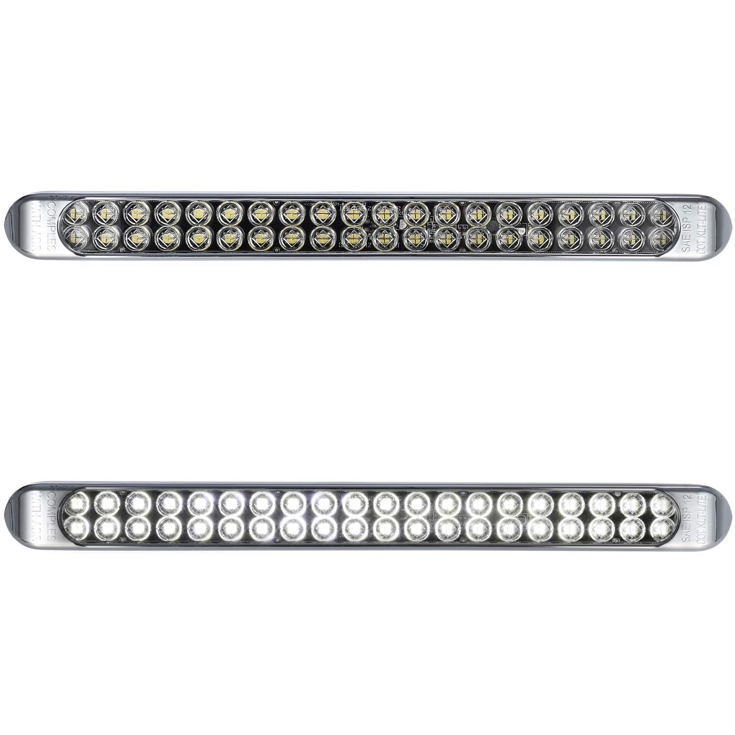 Partsam 2Pcs 17 Inch White Led Truck Trailer Light Bar 40 LED Clear Lens Dual Row, Sealed White 17'' LED Waterproof Light Bar Ba
