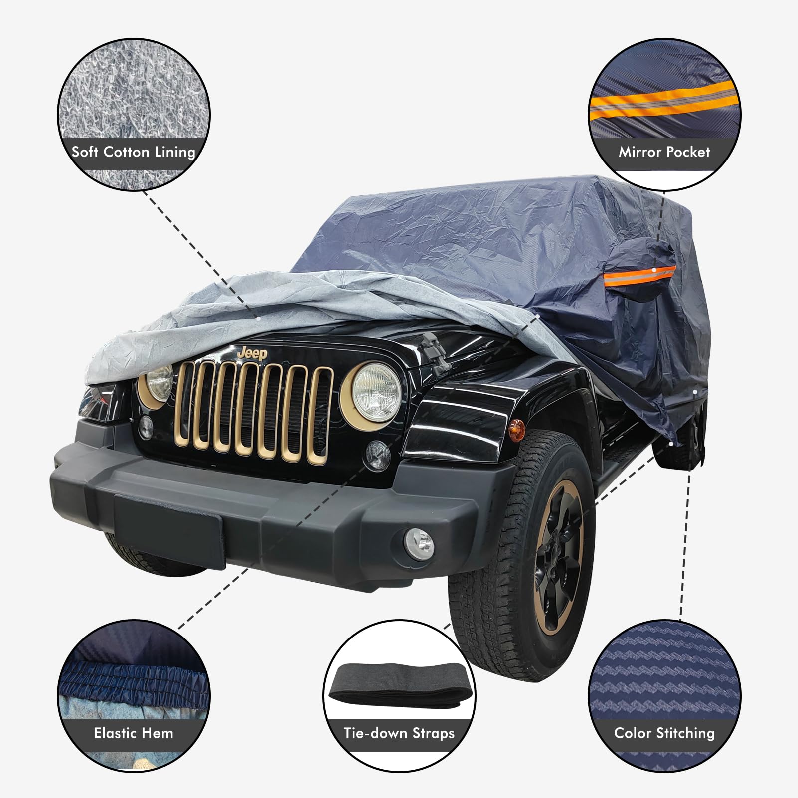 Car Cover Waterproof 4 Door, All Weather For Automobiles, Outdoor Full Exterior Cover Rain Sun Uv Snowproof Protection With Zipp