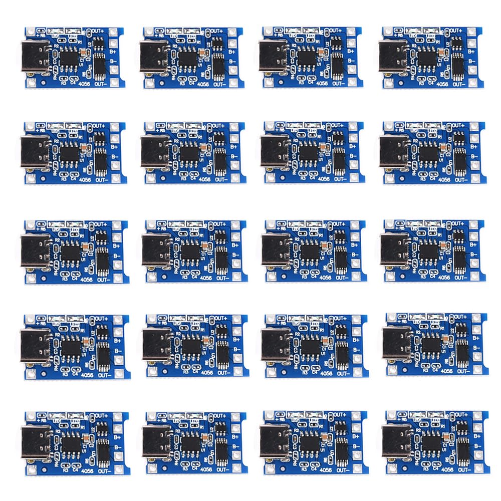 ENHANA 20pcs TP4056 Type-C USB 1A 5V 18650 Lithium Battery Charging Board with Dual Protection Functions Type-C USB C Li-ion Bat