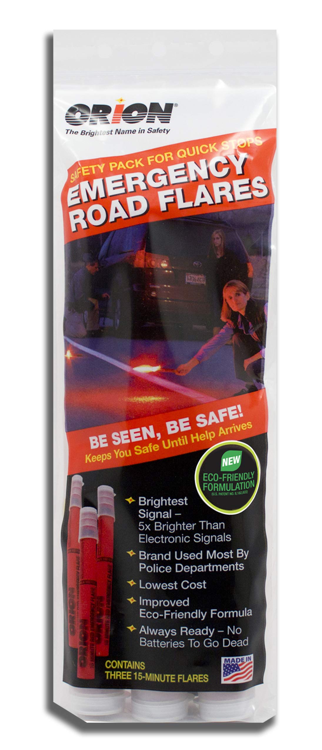 Orion Safety Road Flares - 3 Pack, Model 3153-08, Durable Plastic, Essential Safety Gear