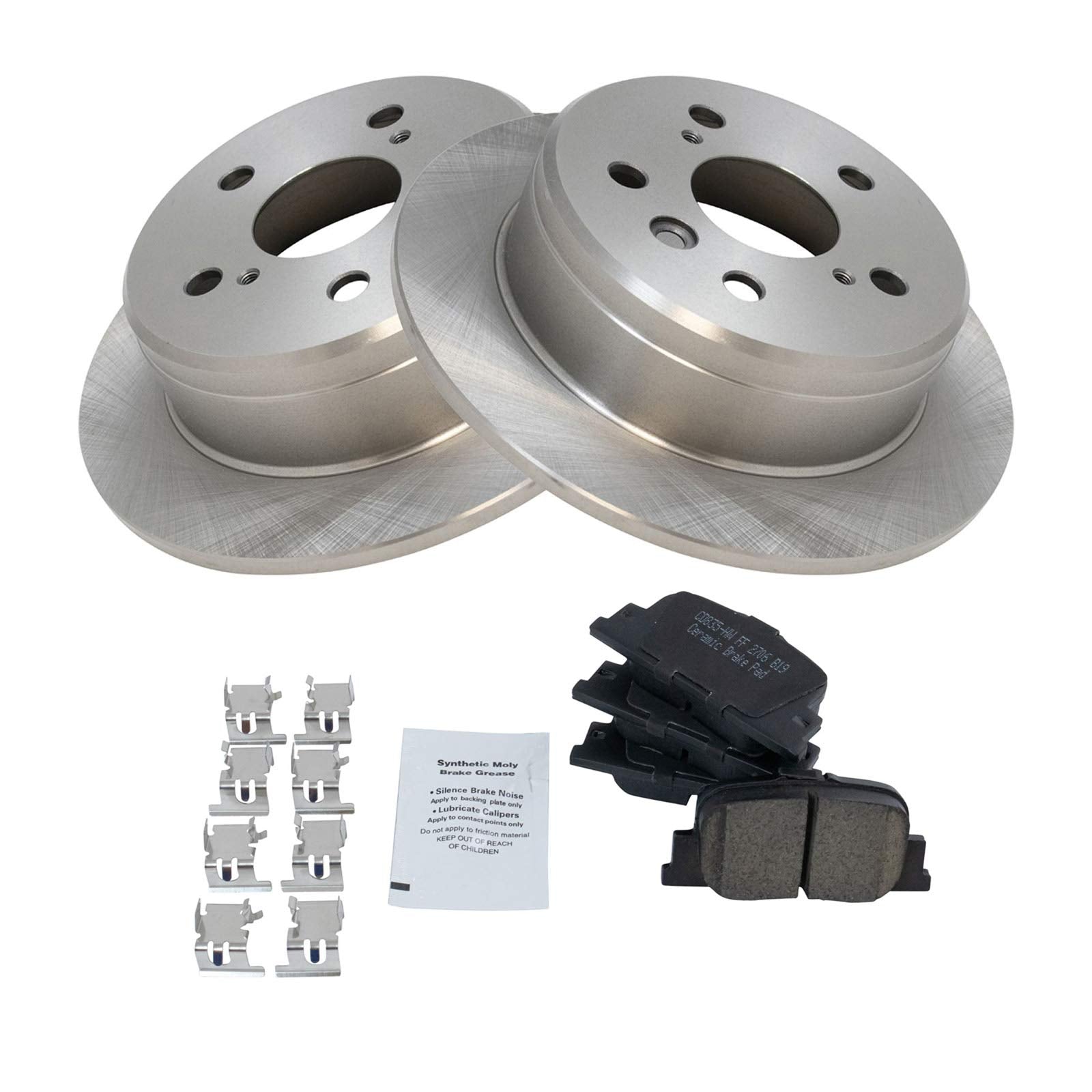 Trq Rear Brake Pad & Rotor Kit Brake Pads Brake Rotor Ceramic Compatible With 2000-2001 Lexus Es300 Toyota Camry