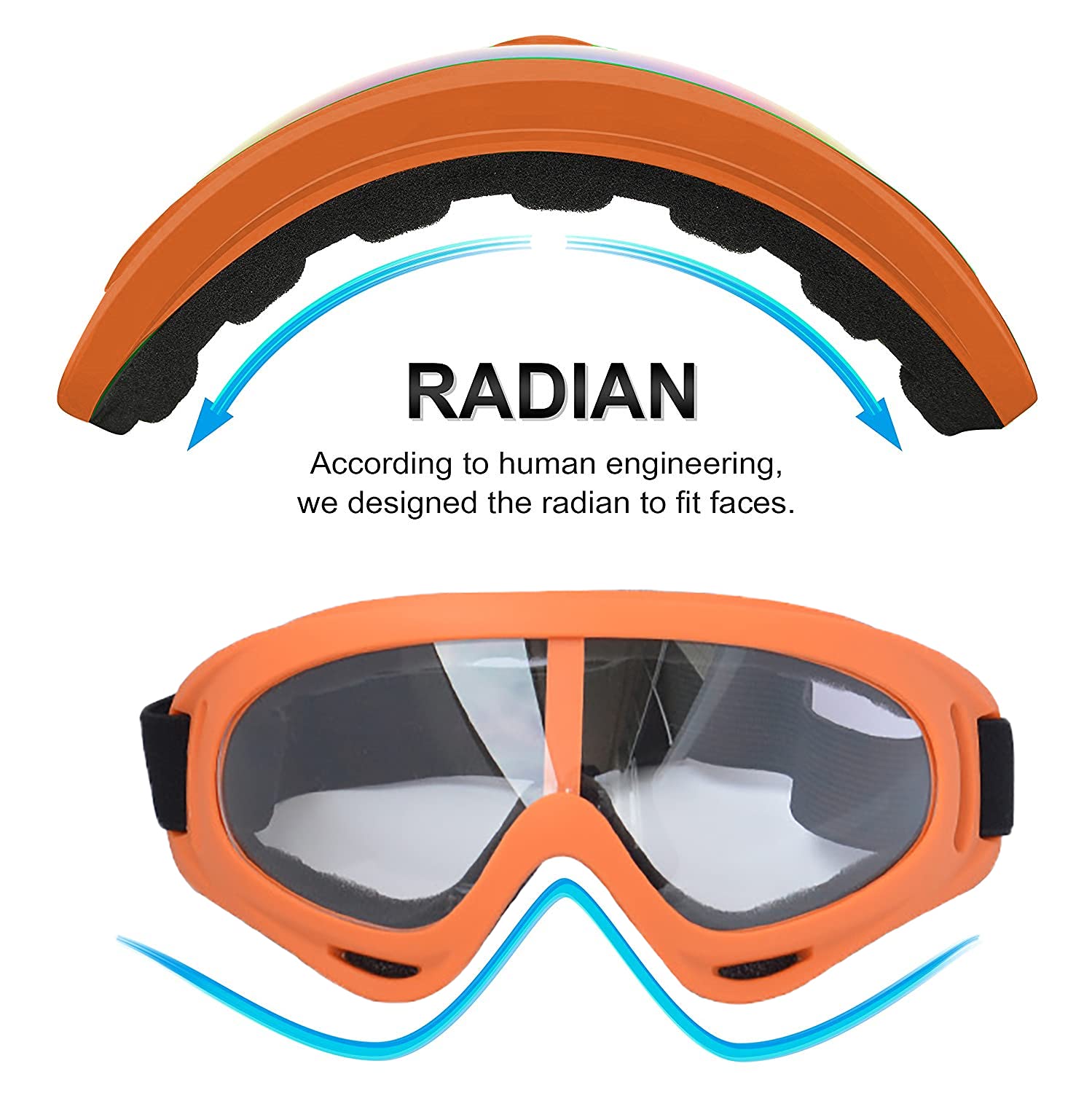 Ljdj Motorcycle Goggles,2 Pack Dirt Bike Atv Motocross Riding Hiking Protective With 2 Pack Neck Breathable Bandana Mask (Orange