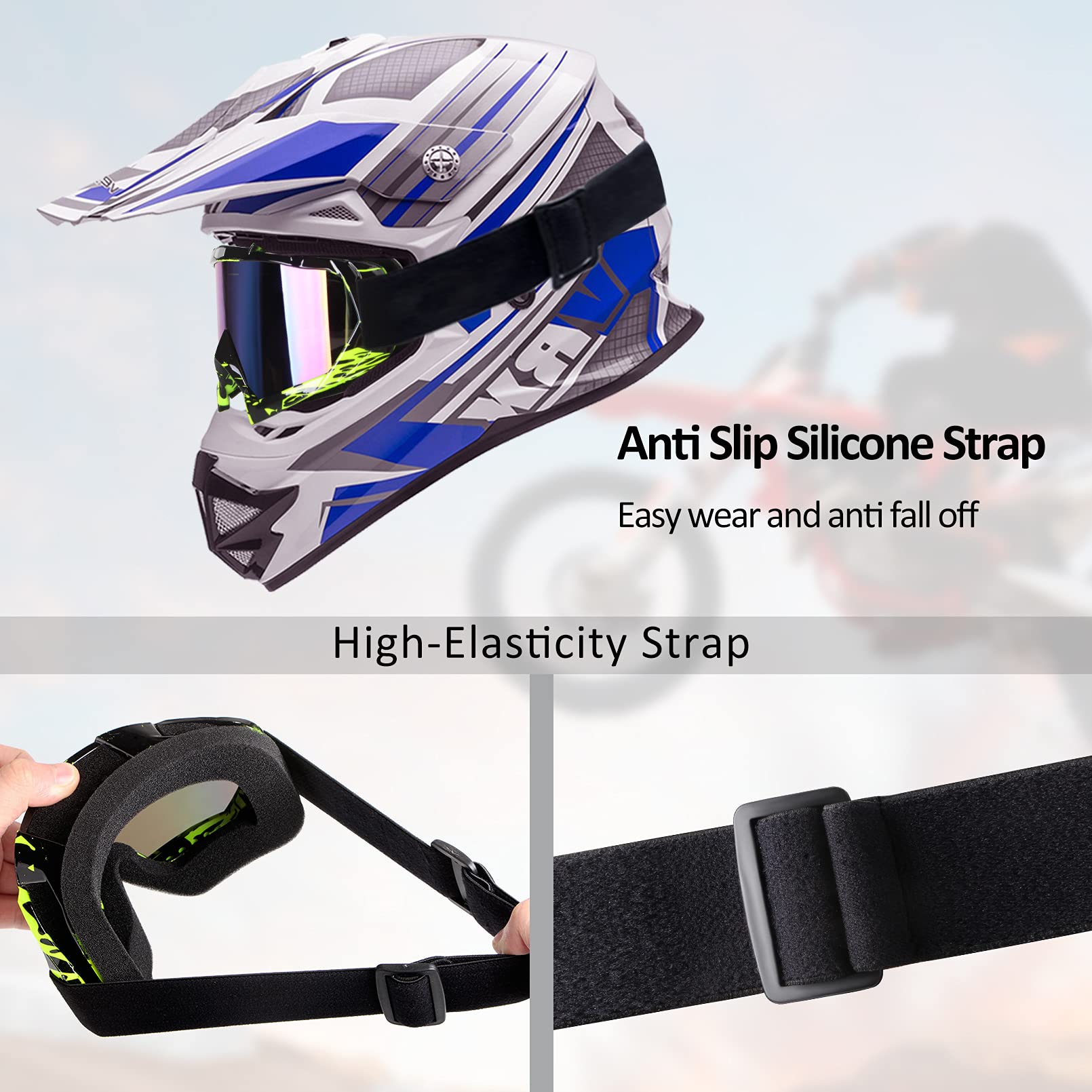 4-FQ Motocross Goggles ATV Goggles Motorcycle Goggles Windproof Dirtbike Goggles Dustproof Racing Goggles Scratch Resistant Moto