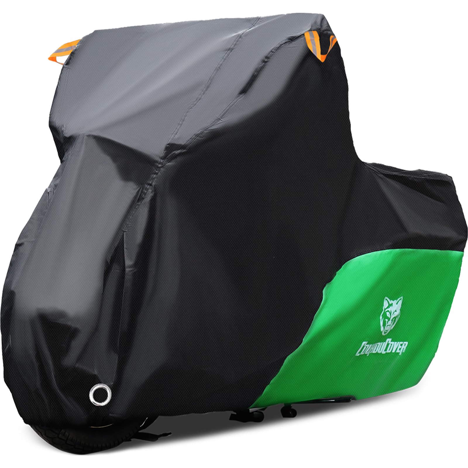 Coukoucover Motorcycle Cover, All Weather Outdoor Waterproof Night Protection With Reflective Strips, Locking Holes And Storage 