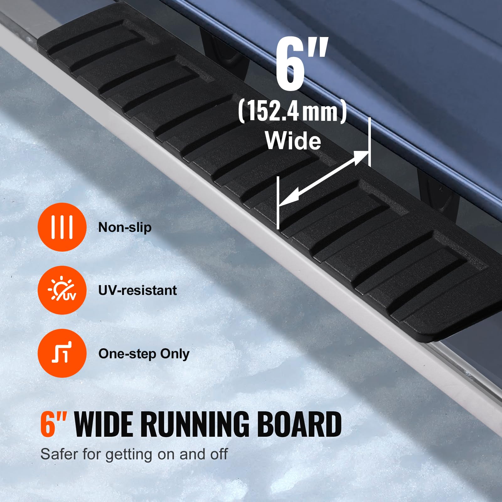 Vevor Running Boards, 6' Step Bars Compatible With 2009-2018 Dodge Ram 1500/2010-2023 Ram 2500/3500 (Includes 2019-2023 Classic) Crew Cab, 201 Stainless Steel Side Steps Nerf Bars, 500Lbs, 2 Pcs