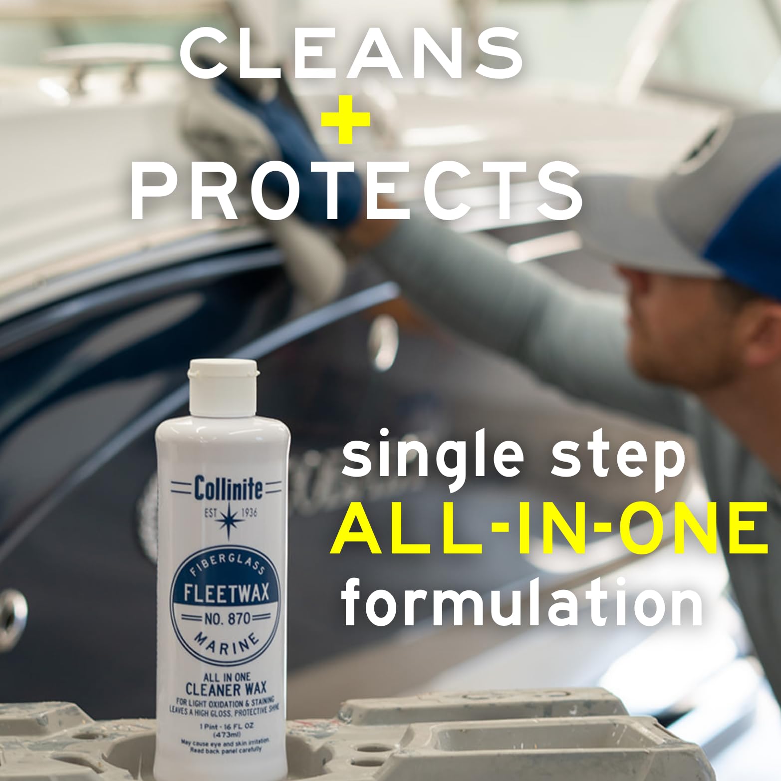 Collinite 870 All-In-One Cleaner Wax For Marine/Rv. Removes Oxidation + Restores Look + Provides High Gloss Shine In One Single