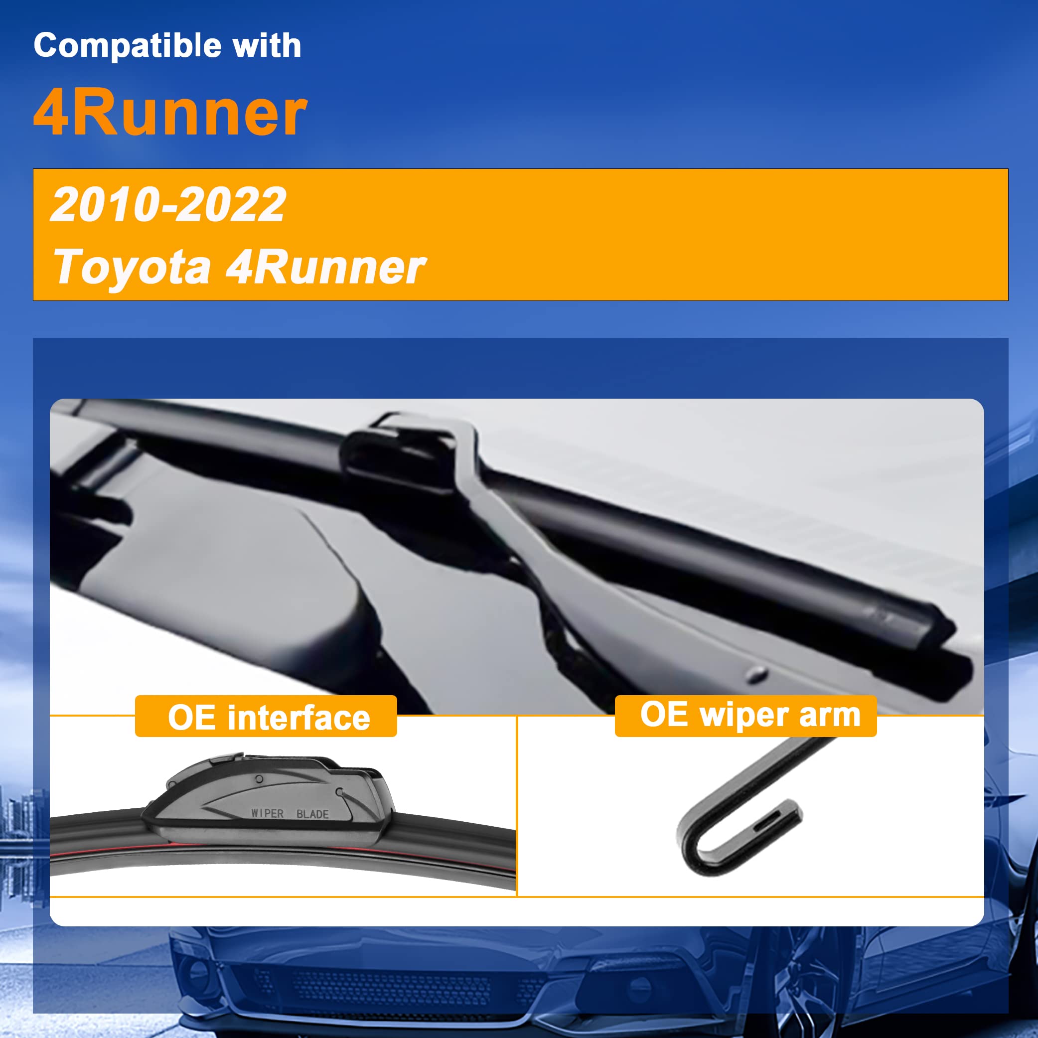 Raintok Windshield Wiper Blade Replacement For Toyota 4Runner 2010-2022 Original Equipment Replacement Front Rear Wiper Blades -