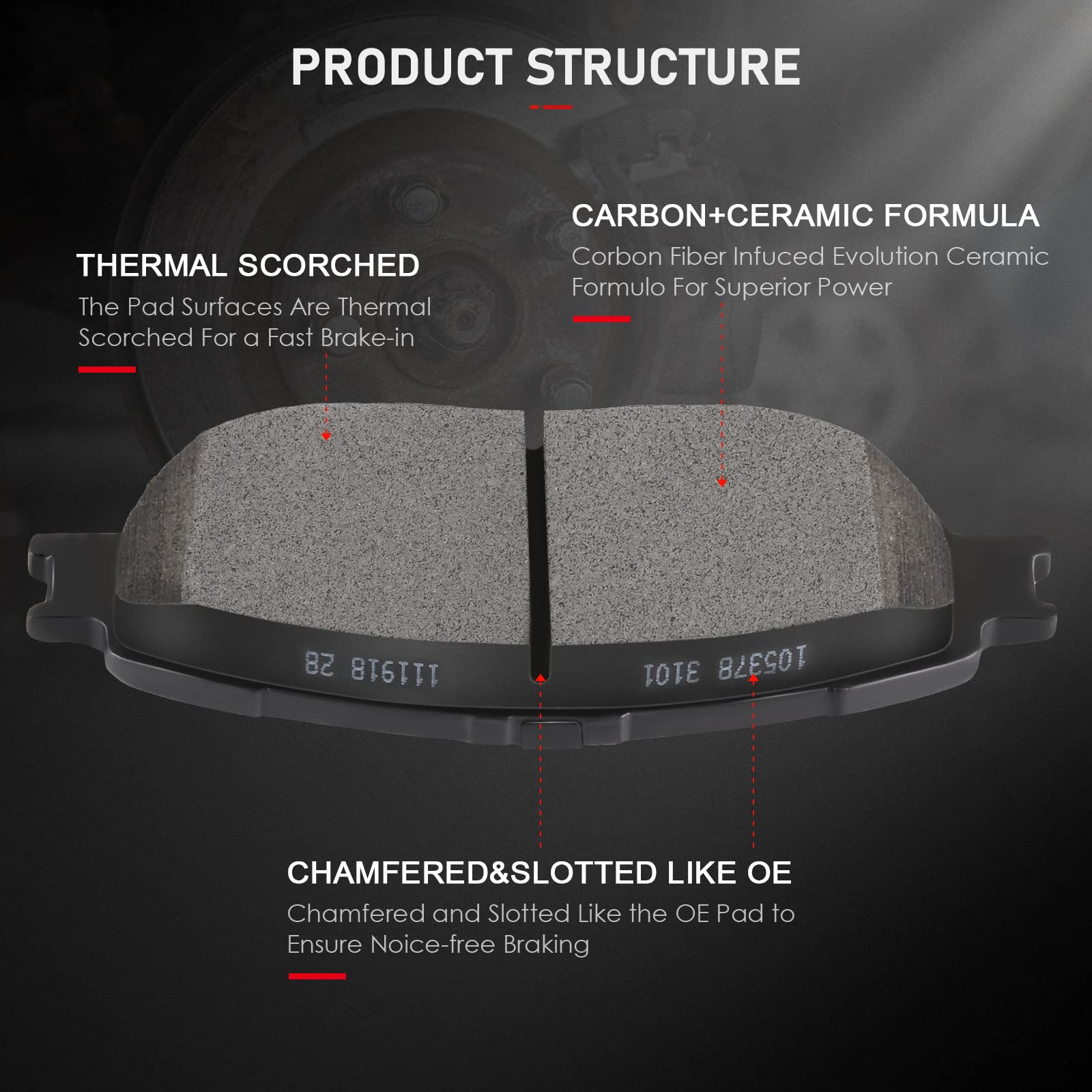 Cciyu D906 D995 Front Rear Ceramic Brake Pads Kits 8Pcs Fit For 2004-2010 For Toyota For Sienna