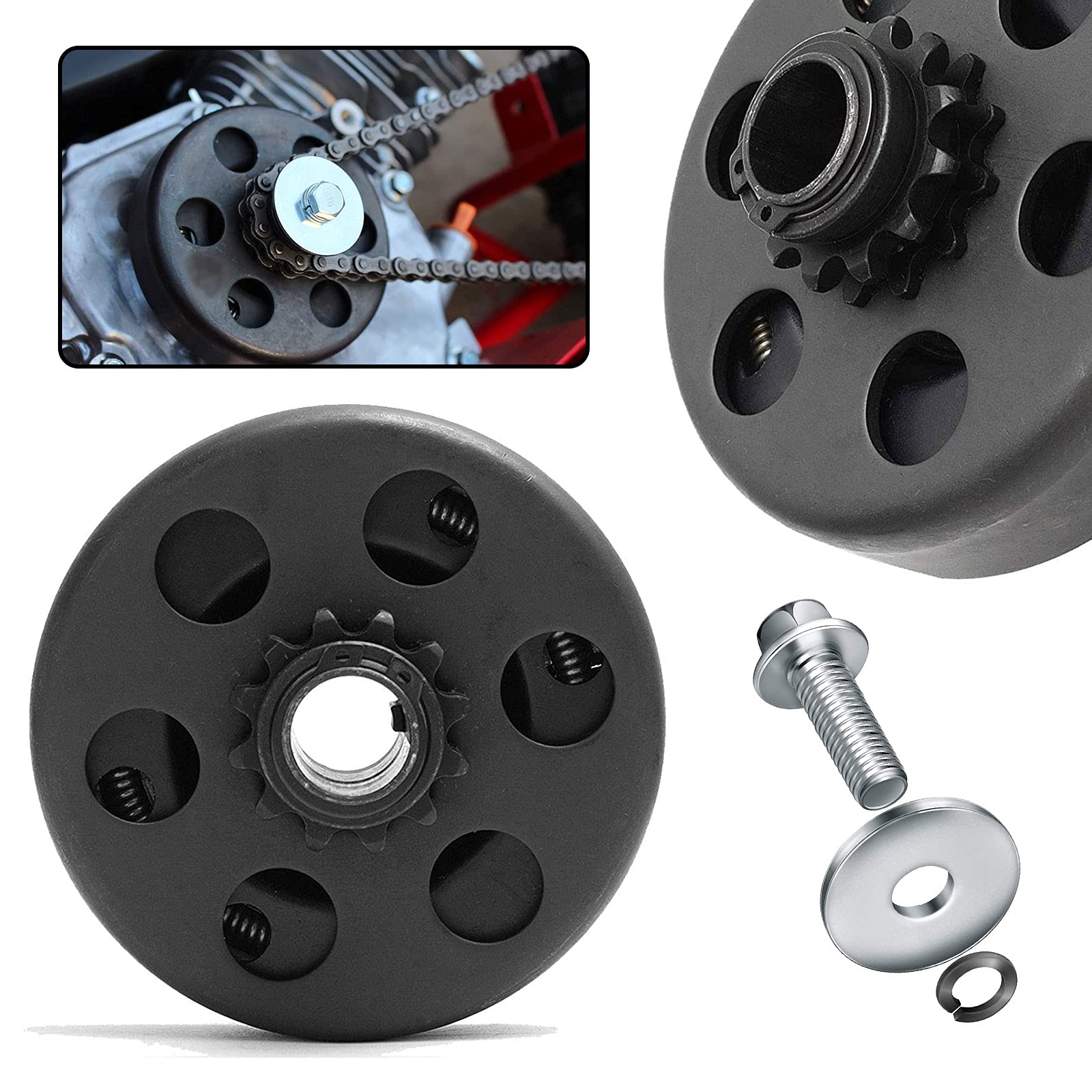Go Kart Clutch 3/4'' Bore 12T with #35 Chain Centrifugal Clutch and Chain for Go Kart Minibike Honda Kart Engines