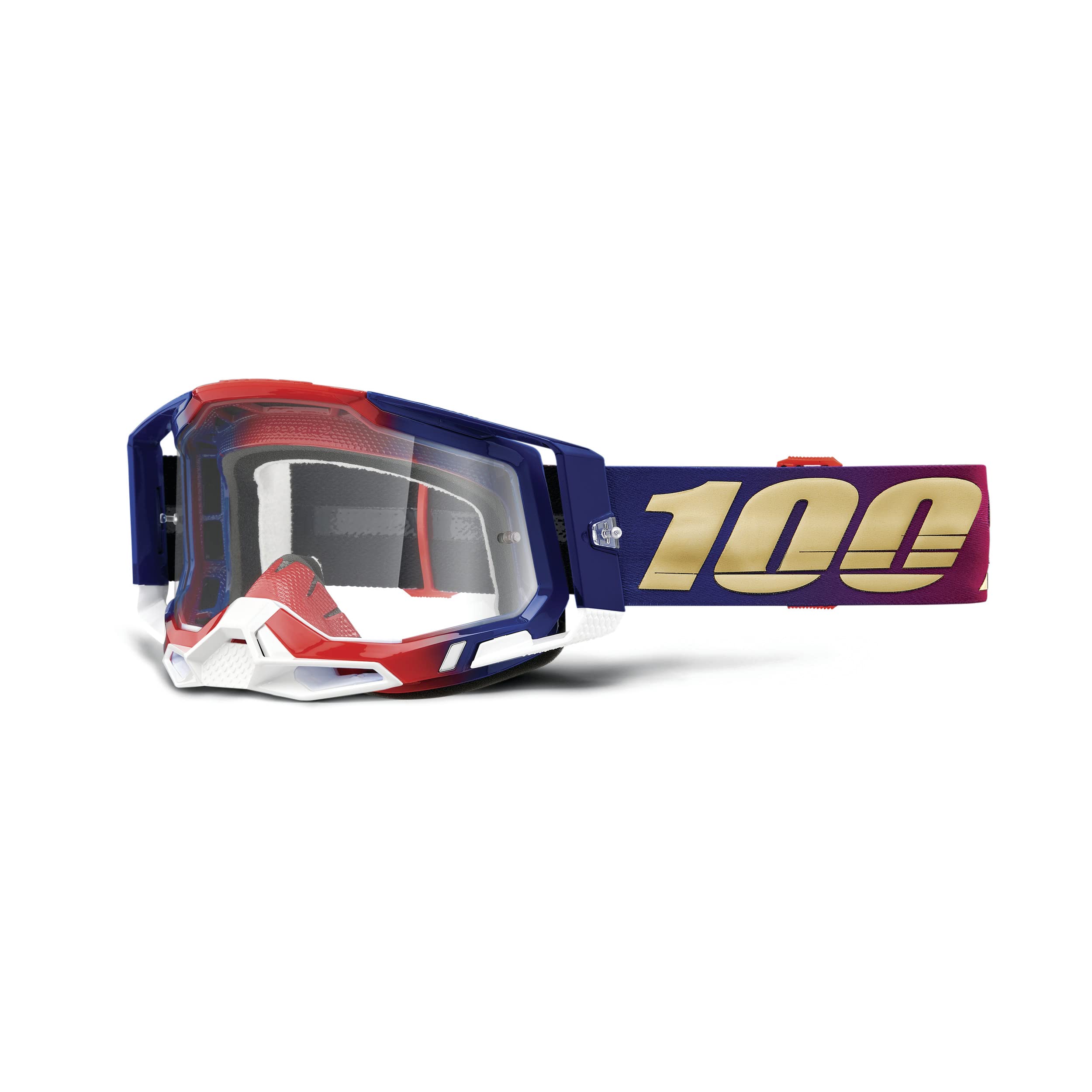 100% Racecraft 2 Mountain Bike & Motocross Goggles - MX and MTB Racing Protective Eyewear (United - Clear Lens)