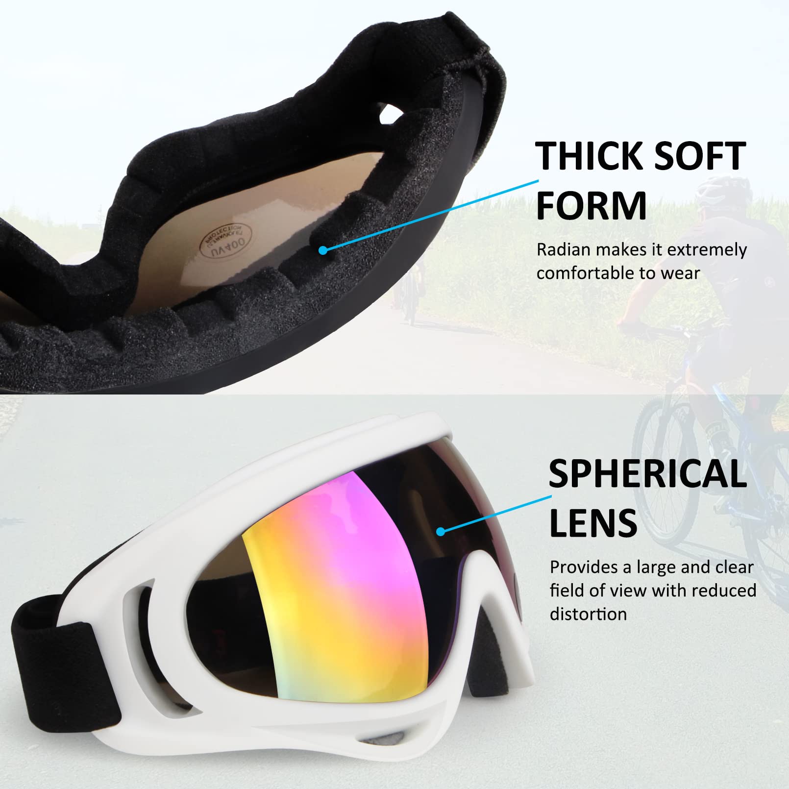 Motorcycle Goggles Kids, 2 Pack Dirt Bike Atv Motocross Goggles Ski Goggles, Off Road Riding Goggles For Child, Anti-Uv Dust Air