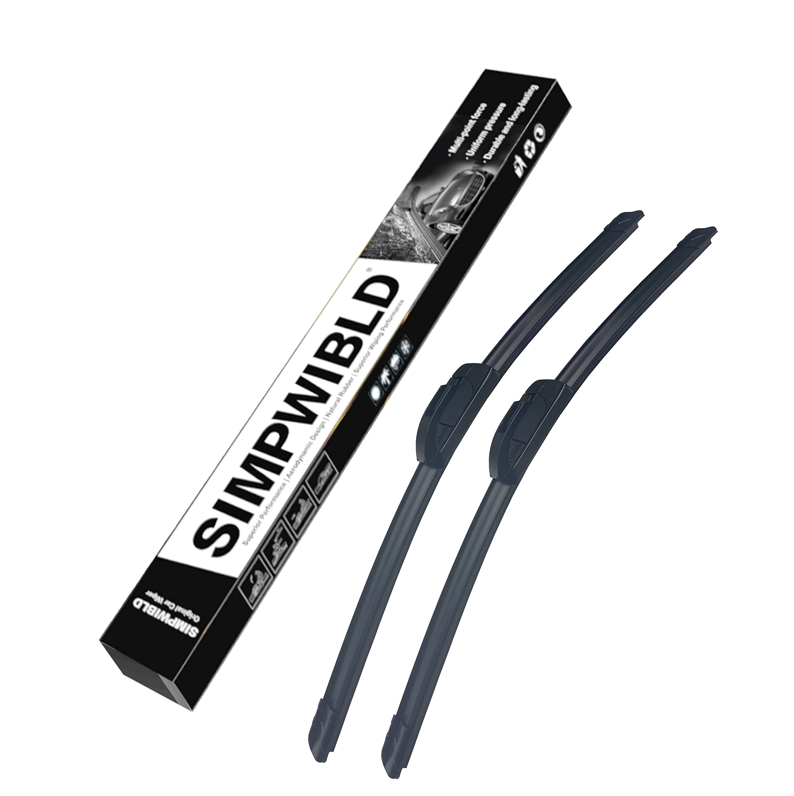Oem Quality 22'+18' Premium All-Season Front Windshield Wiper Blades For Original Equipment Replacement (Set Of 2)