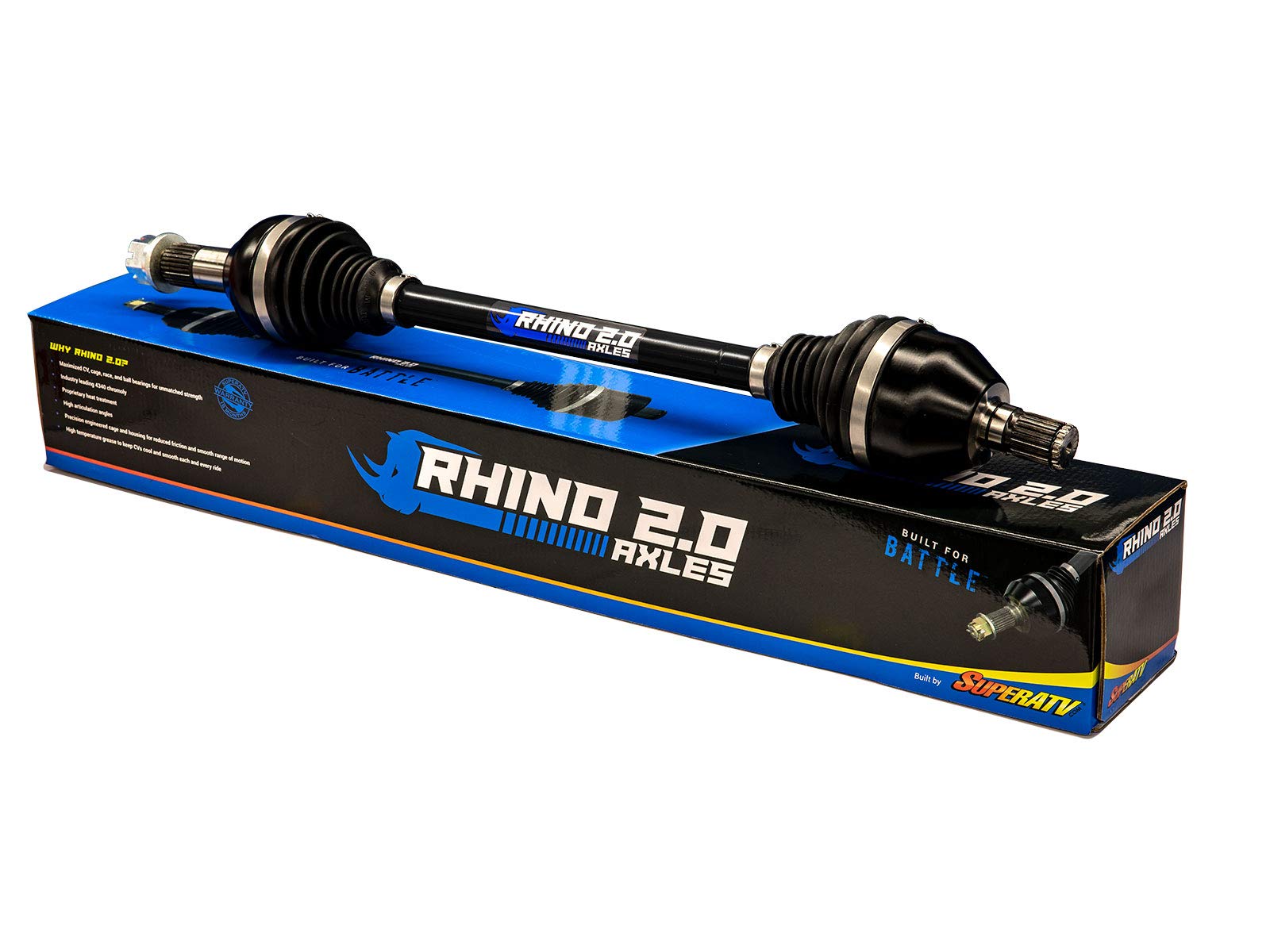 SuperATV Heavy Duty Rhino 2.0 Rear Axle for 2017+ Can-Am Maverick X3 / MAX XRS, Rear Axle, Made with 4340 Chromoly Steel, 30% St