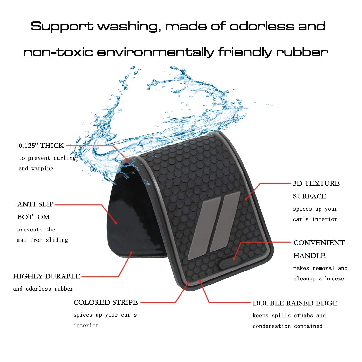 Hamsam For Dodge Challenger Accessories 2015-2021 Anti Dust Cup Holder Inserts, Door Pocket Liners And Center Console Liner Mats