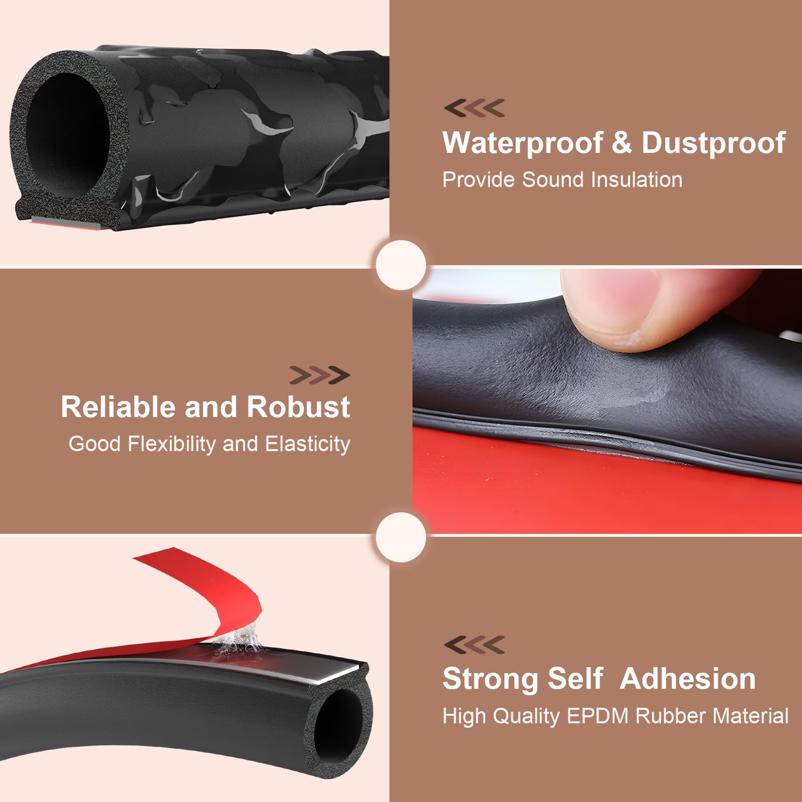 Alophoty 20 Ft Rubber Weather Stripping Door Seal, D Shaped Automotive Weather Stripping, Car Door Seal Strip, Self Adhesive Sou