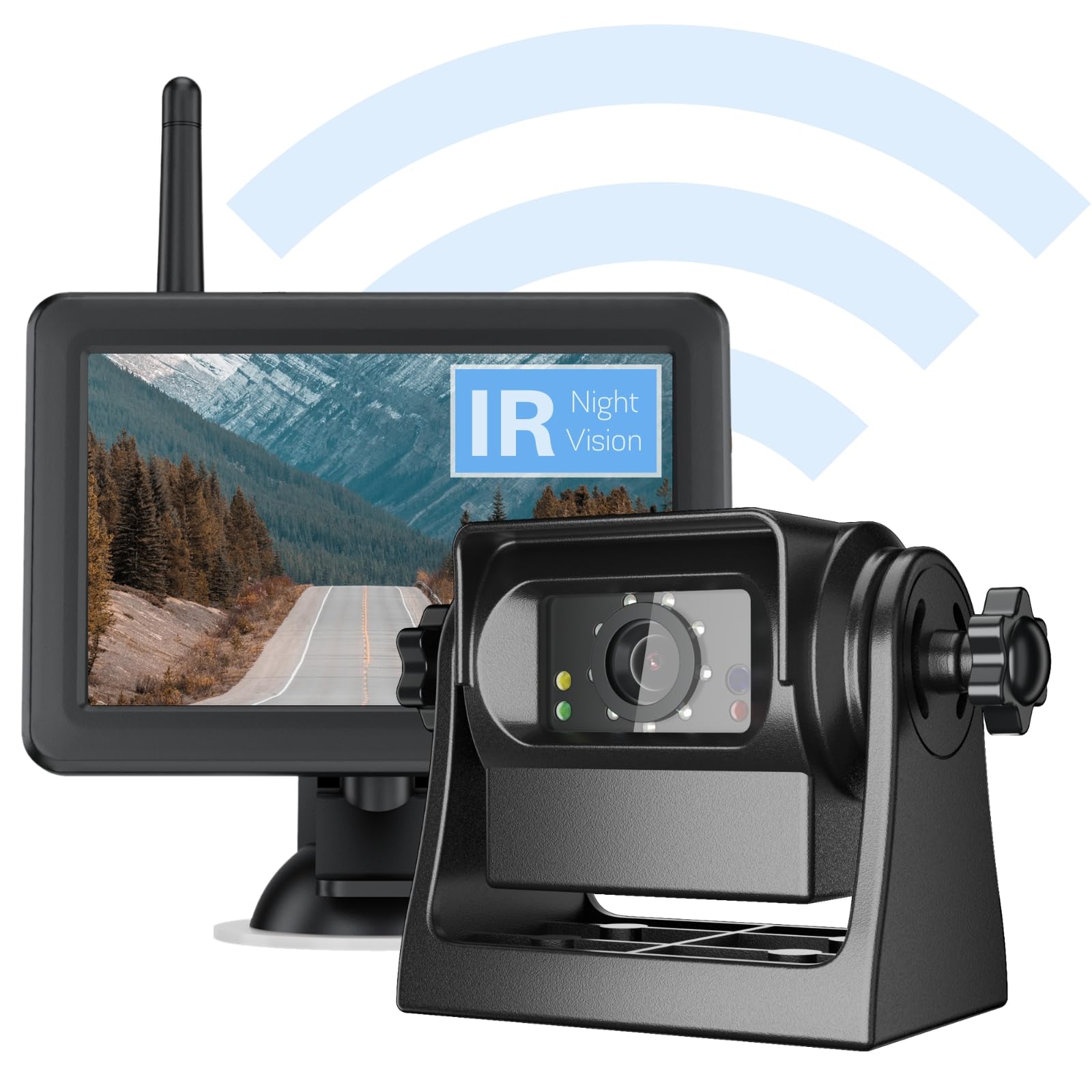 Eway Wireless Wifi Magnetic Hitch Backup Camera 1080P Hd Rechargeable Battery Powered No Wiring Rear View Reverse Monitoring Cam