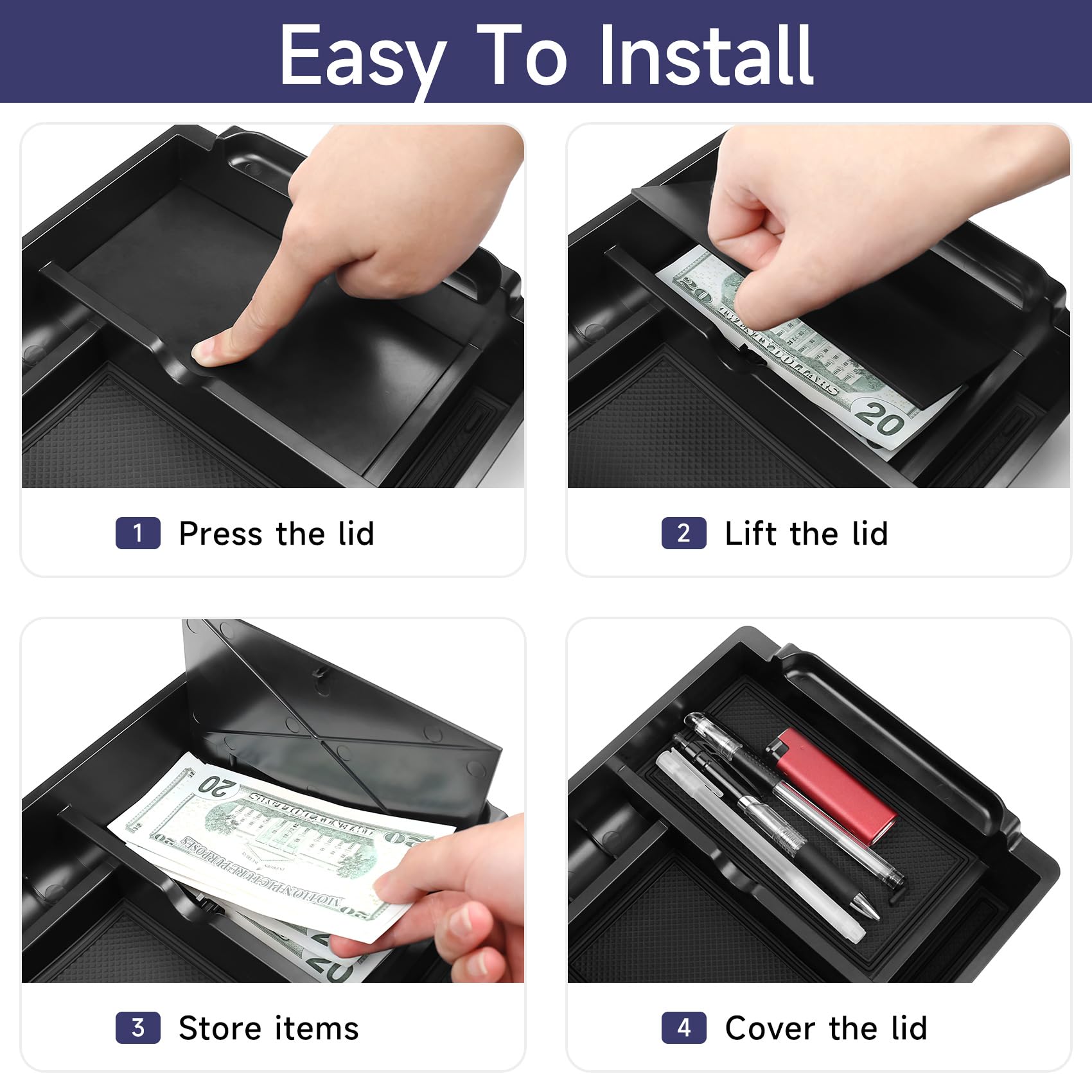 BILOPER Center Console Organizer for Toyota Grand Highlander 2024-2025 Accessories Storage Box Armrest Secondary Insert Tray wit