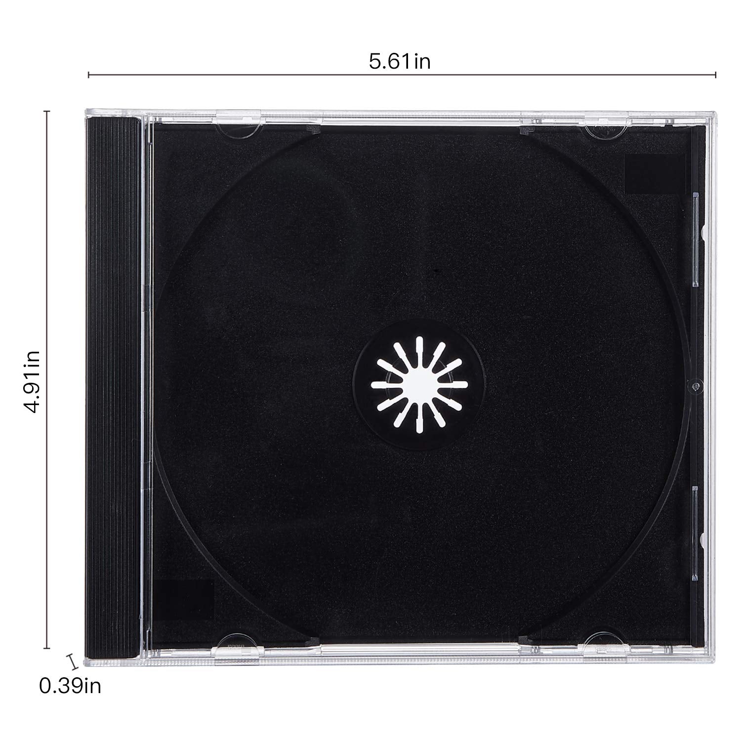 Maxtek 10.4 Mm Standard Single Clear Cd Jewel Case With Assembled Black Tray, 50 Pack