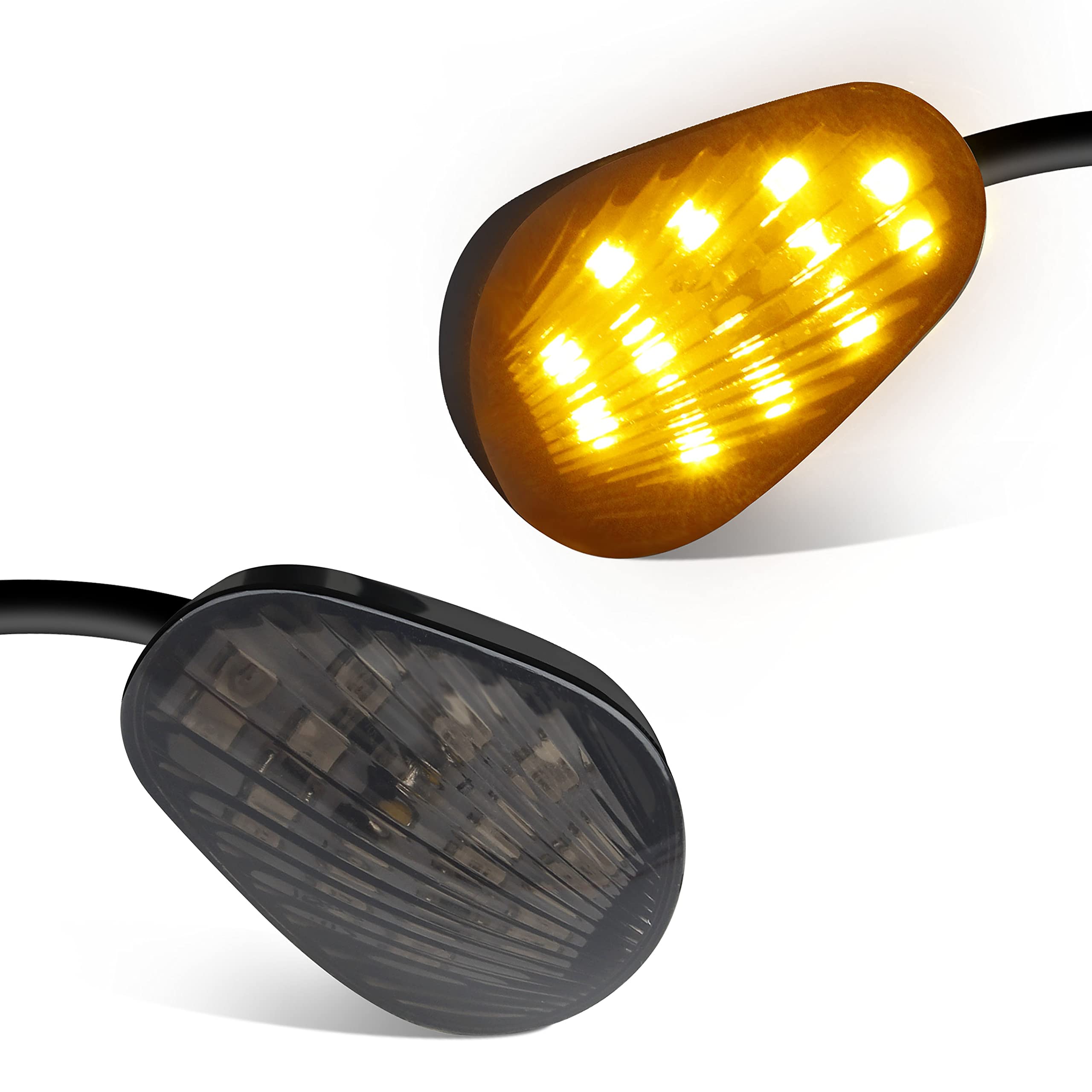 QUASCO Flush Mount Motorcycle Turn Signals Smoked Lens led Blinkers Compatible with Yamaha YZF R1 R3 R6 R6S FJ 09 FZ MT 07 09, A