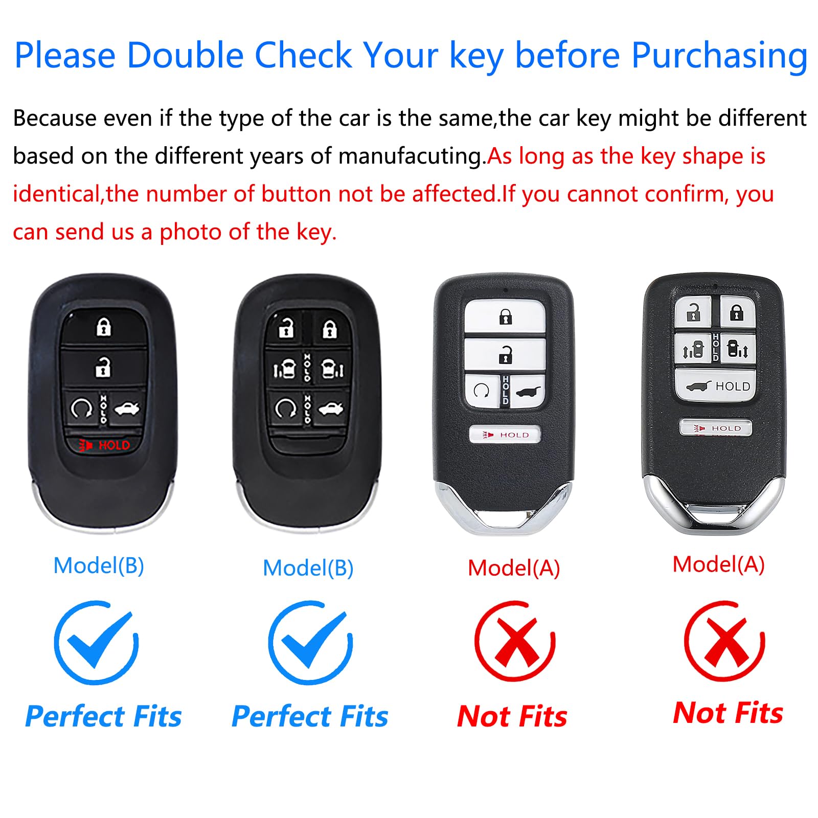 Ocezbiis for Honda Key Fob Cover,Keychain,Zinc Alloy Protection Car Key Shell Case Compatible with Honda Smart Remote Keyless En