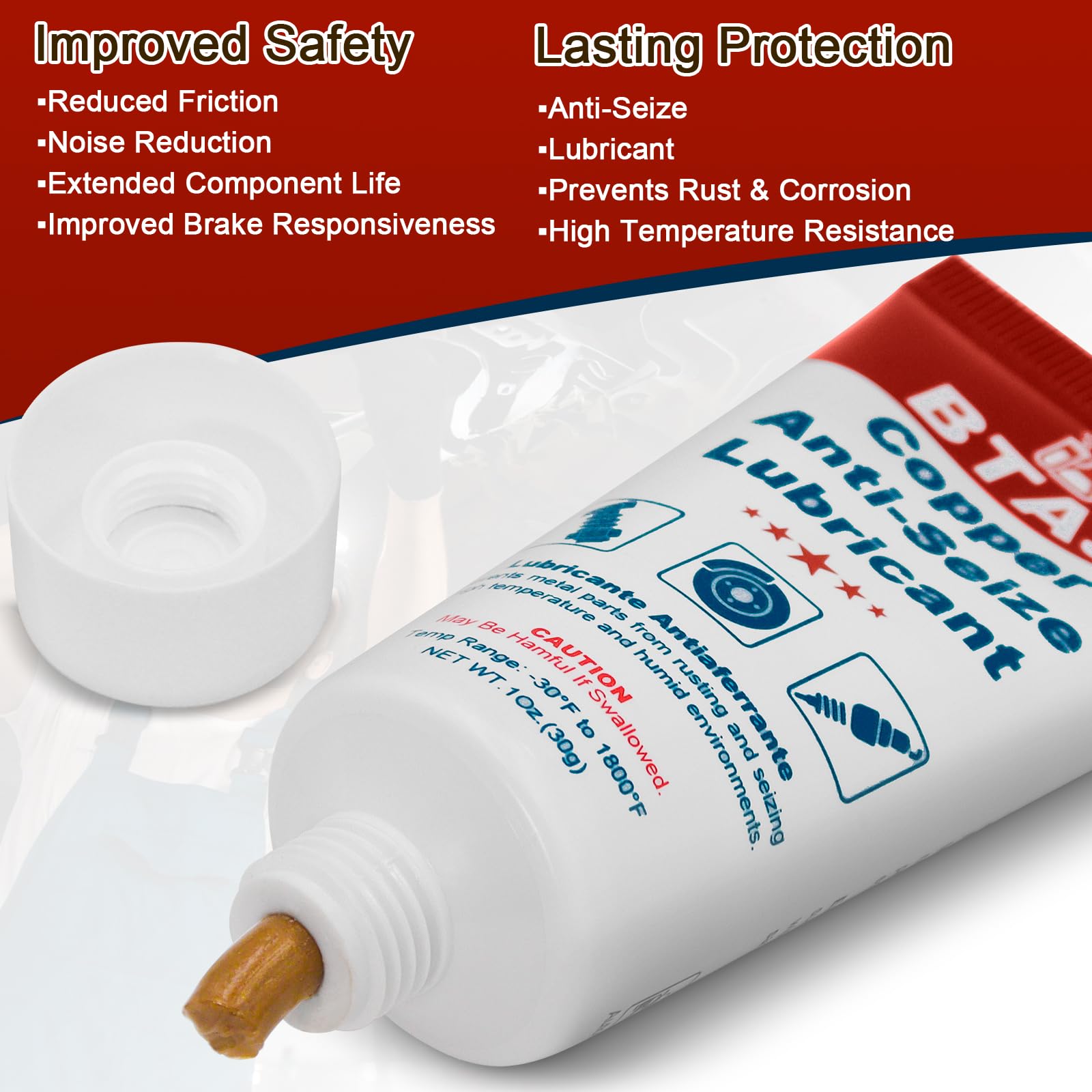 Btas Copper Anti-Seize Lubricant 1 Oz 2 Pcs,Resistant To High Temperatures, Rust And Corrosion, Resistant To Frictional Wear, Fo