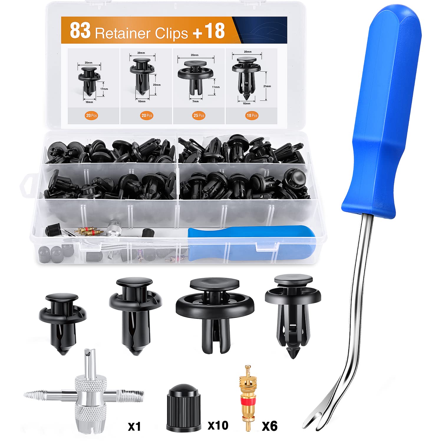 Gooacc Bumper&Splash Shield Retainer Metal Insert Clips Assortment Kit For Acura Honda 91503-Sz3-003 91503-Sz5-003 91506-S9A-003