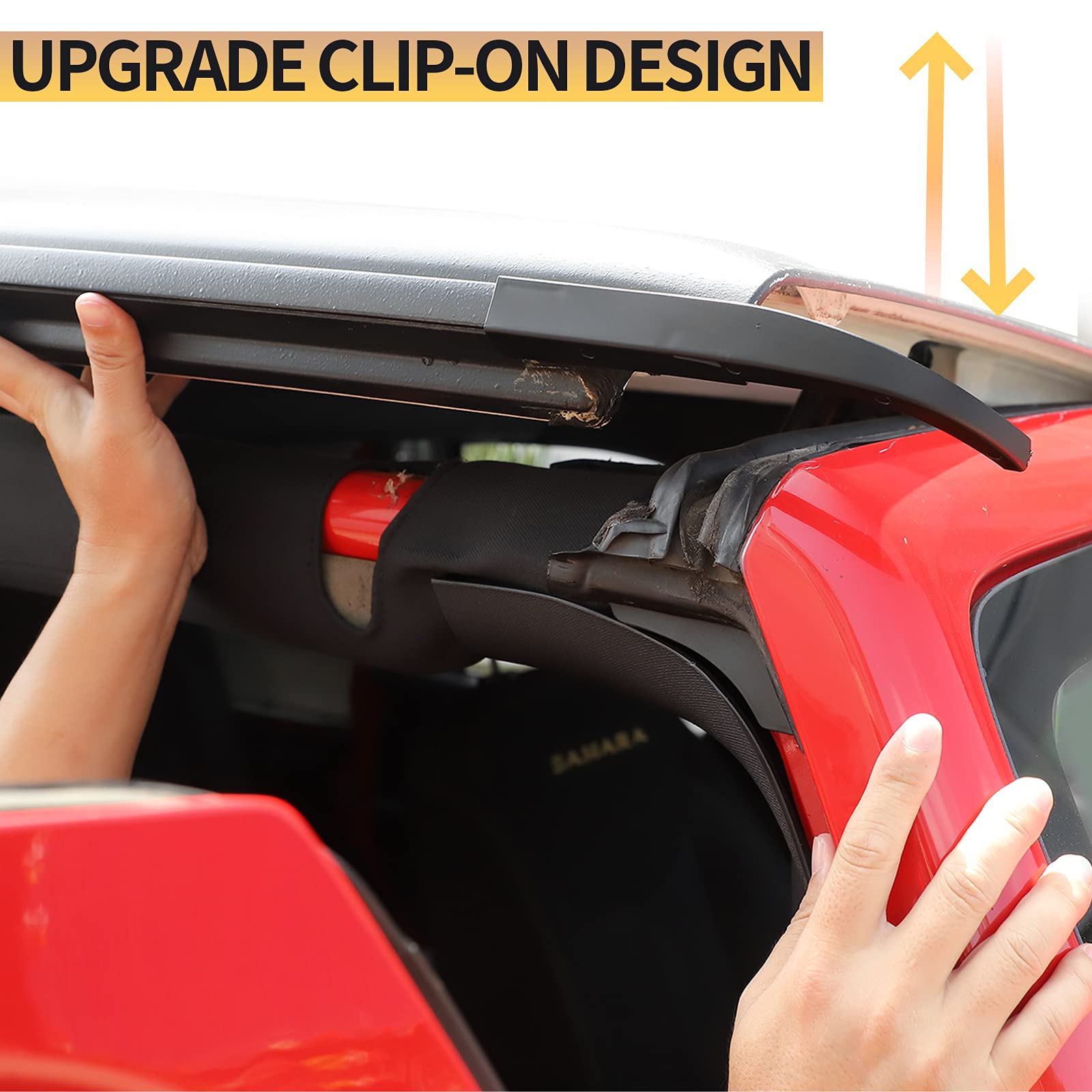 JeCar JK Hardtop Rain Gutter Extension Drip Rail Diverter for Jeep Wrangler 2011-2018, Black, Durable ABS Material