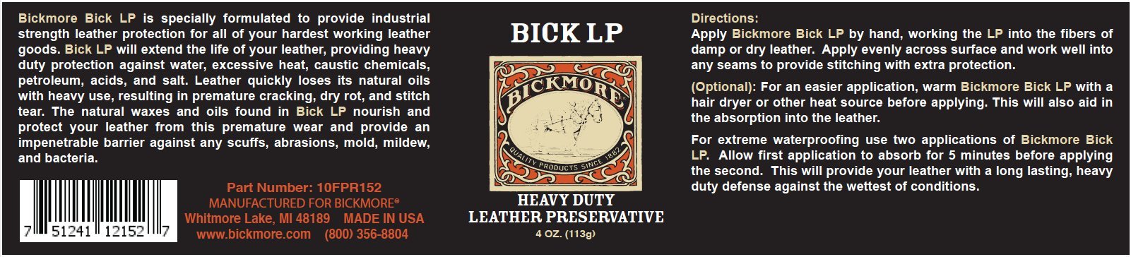 Bickmore Leather Conditioner - Heavy Duty Scratch Repair Balm, 4oz, Made in USA, Preserves and Restores Dry, Cracked Leather