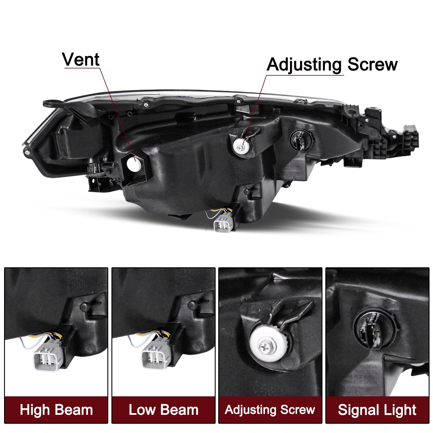 JSBOYAT LED Headlight Assembly for 2017-2019 Toyota Corolla L/LE, Left Driver Side, Halogen, Bulbs Included