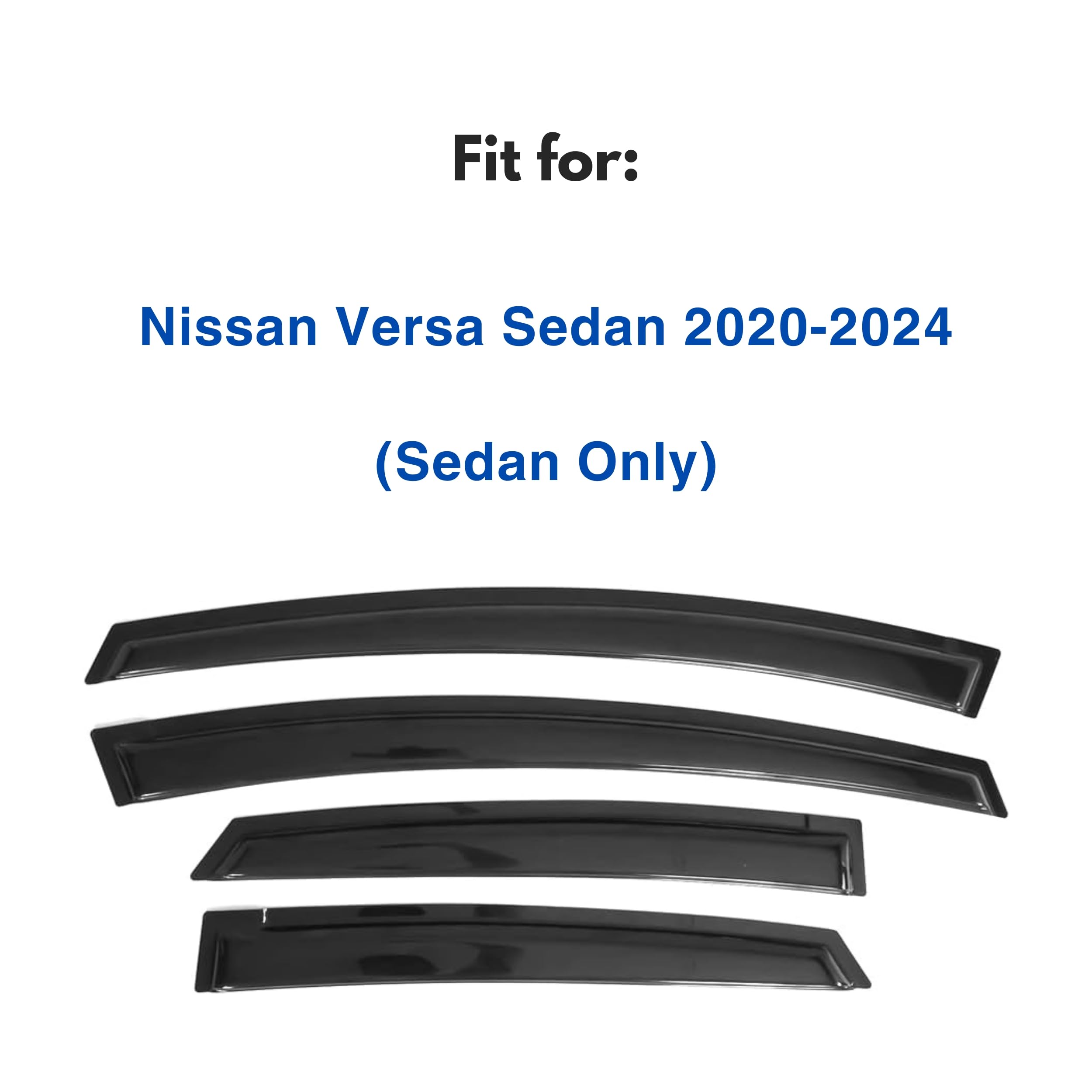 Ig Window Visor For Nissan Versa Sedan 2020-2024, Rain Guard Tape-On Extra Durable Sun Wind Side Vent Window Deflector, 2020 202