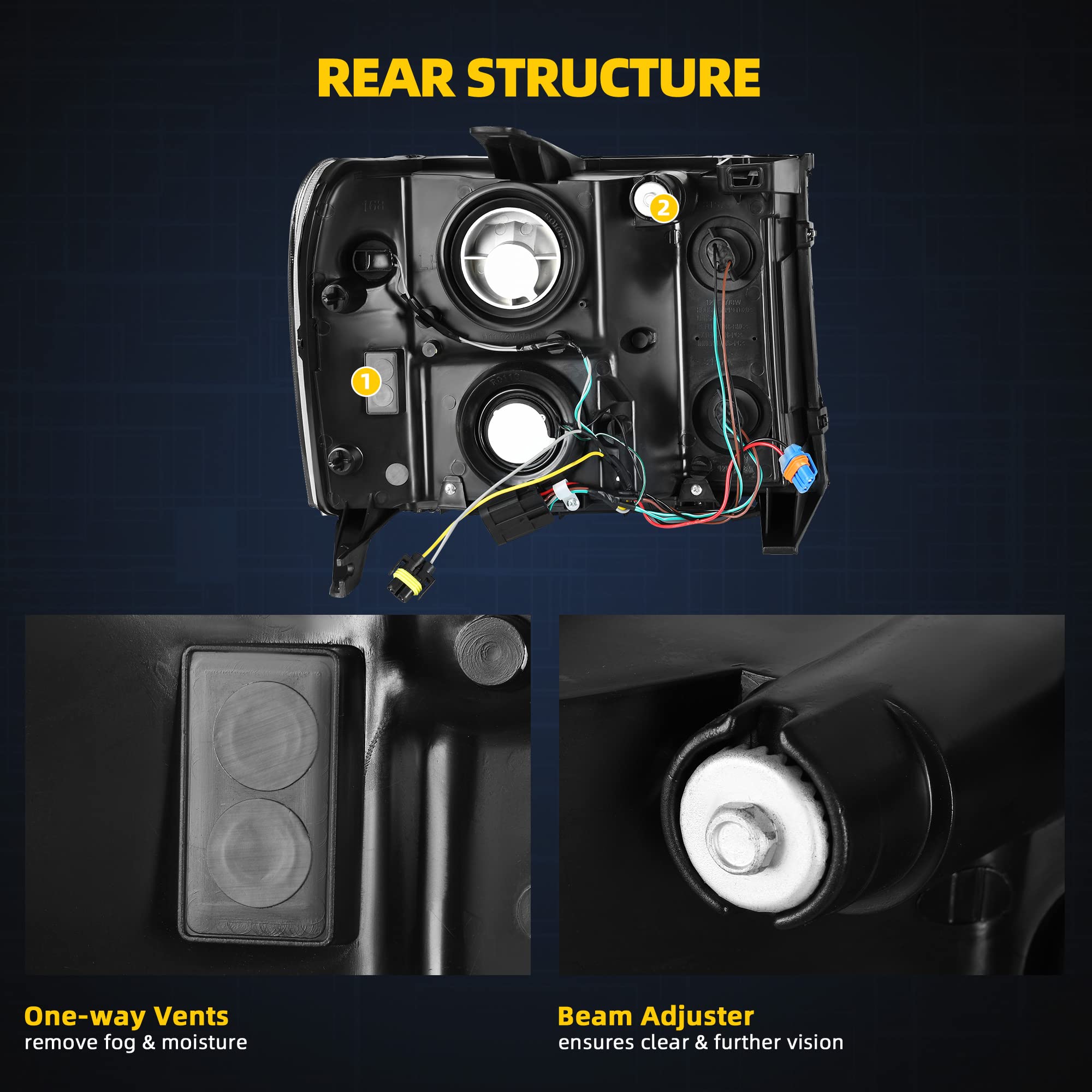 Dwvo Led Drl Headlight Assembly Compatible With 2007-2013 Gmc Sierra 1500/2007-2014 Gmc Sierra 2500 Hd/Sierra 3500 Hd (Not Fit C