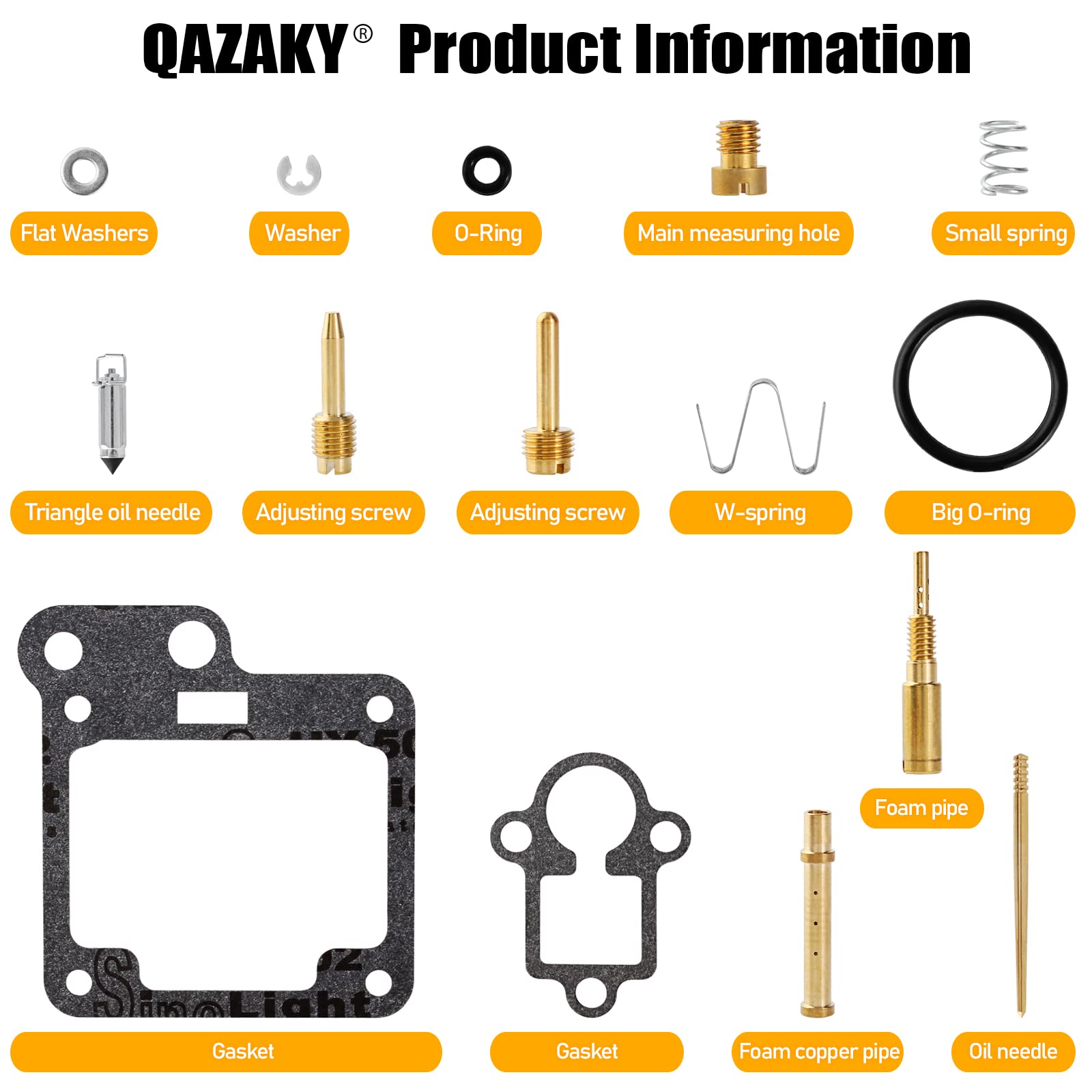 QAZAKY Carburetor Rebuild Kit for Yamaha Raptor 80, Grizzly 80, and Badger 80 - Model A1231-PUK-MFN - Complete Carb Repair Set