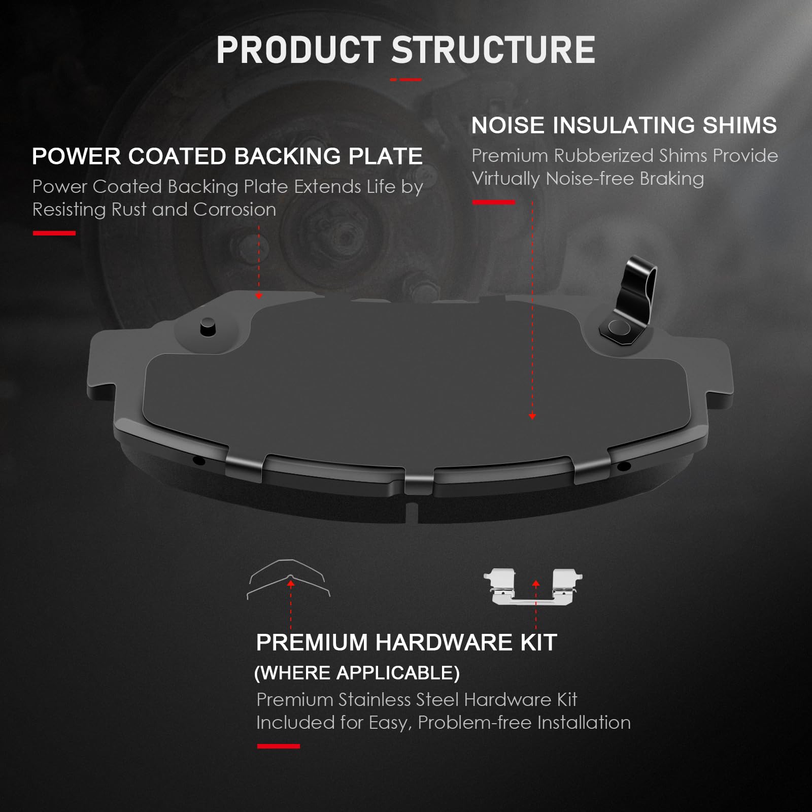 Cciyu D914 Front Ceramic Brake Pads Kits 4Pcs Fit For Acura Ilx,For Honda For Accord,Civic,02-06,12-16 For Honda Cr-V,03-11 For
