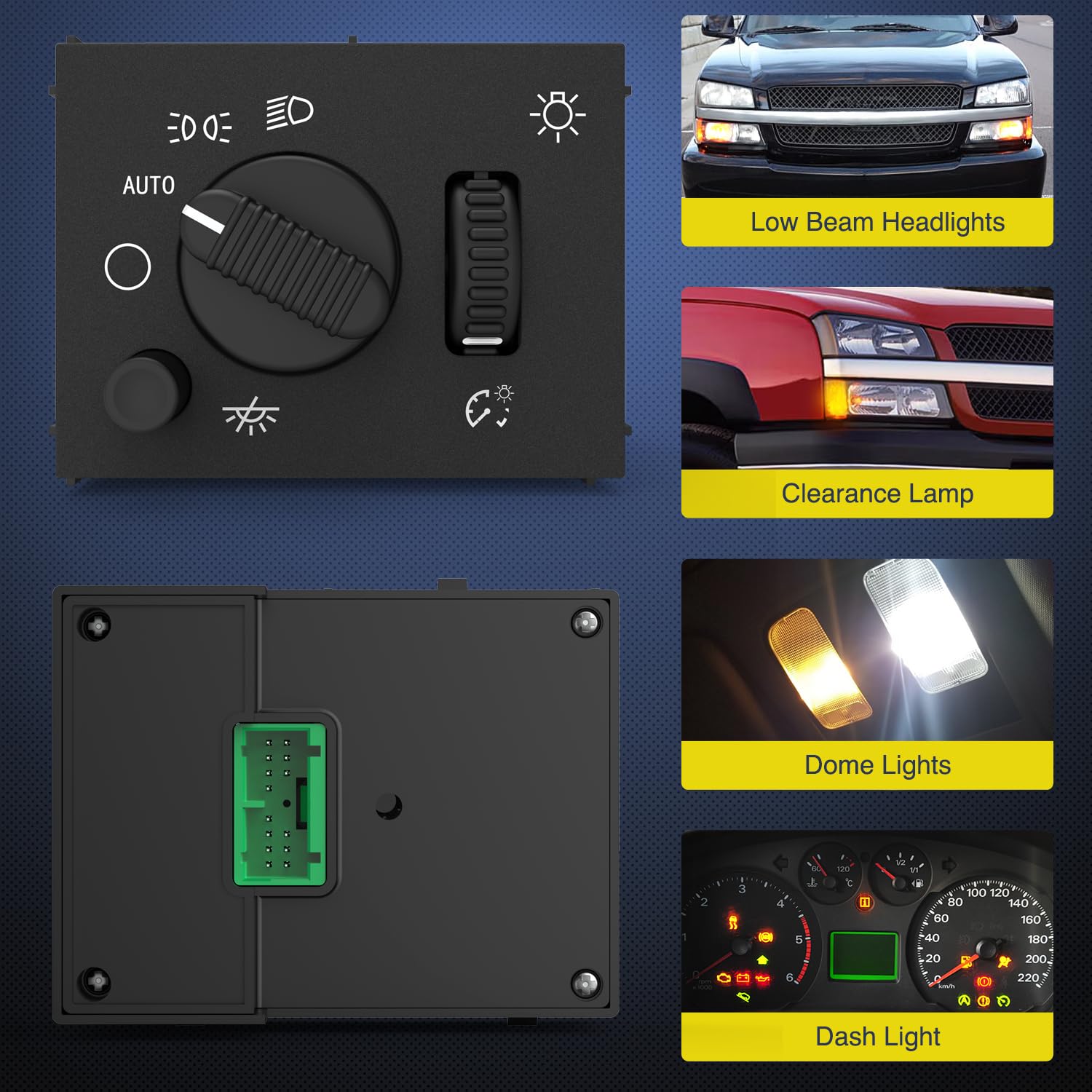 Nilight Headlight Dimmer Switch for 2003-2006 Chevy/GMC/Cadillac, Model 90652A, Warm White LED Light, Durable ABS Material