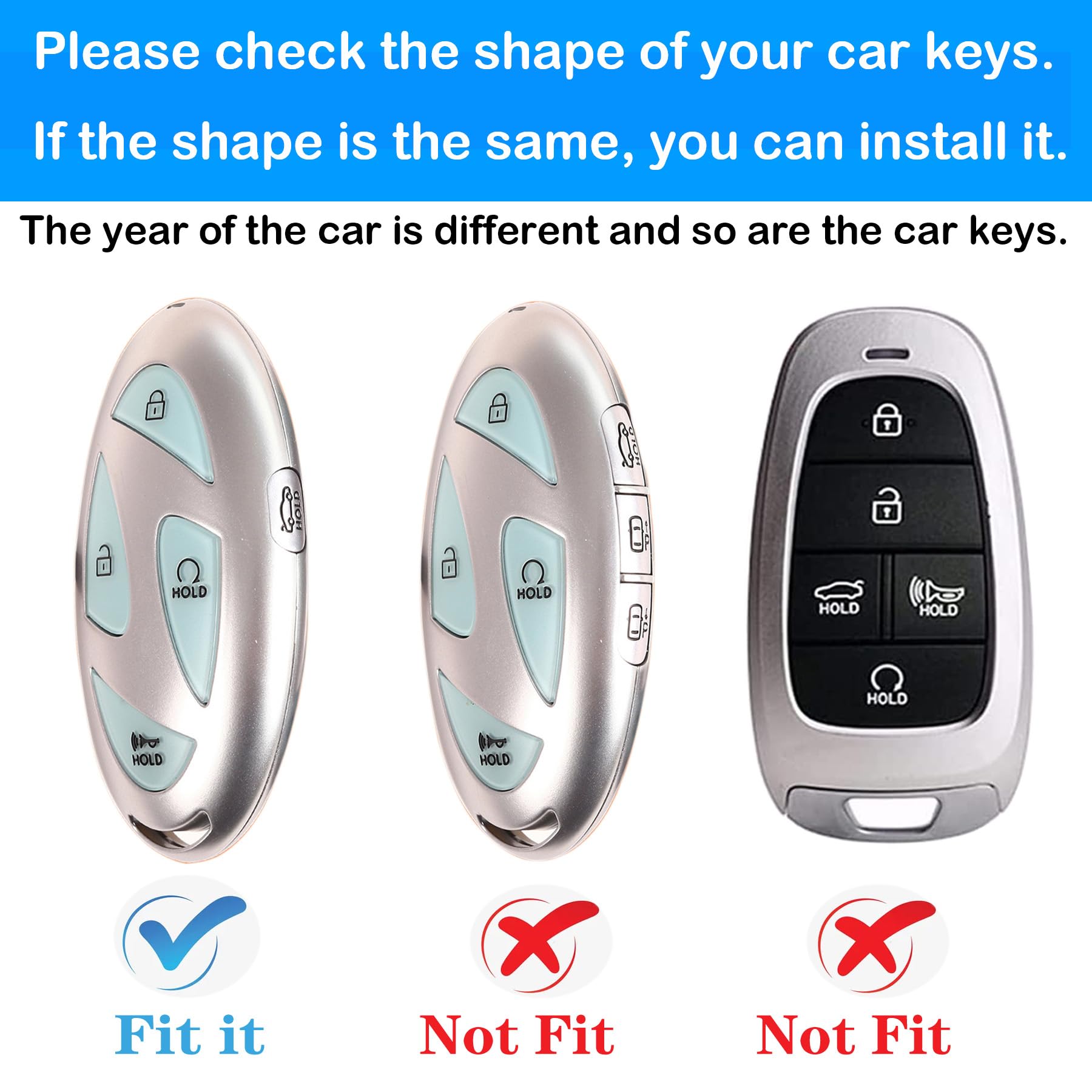 Kirsnda For Hyundai Key Fob Cover With Keychain, Tpu Protection Case Compatible With Ioniq 6, Grandeur Gn7, Kona 2023, 2024 Smar