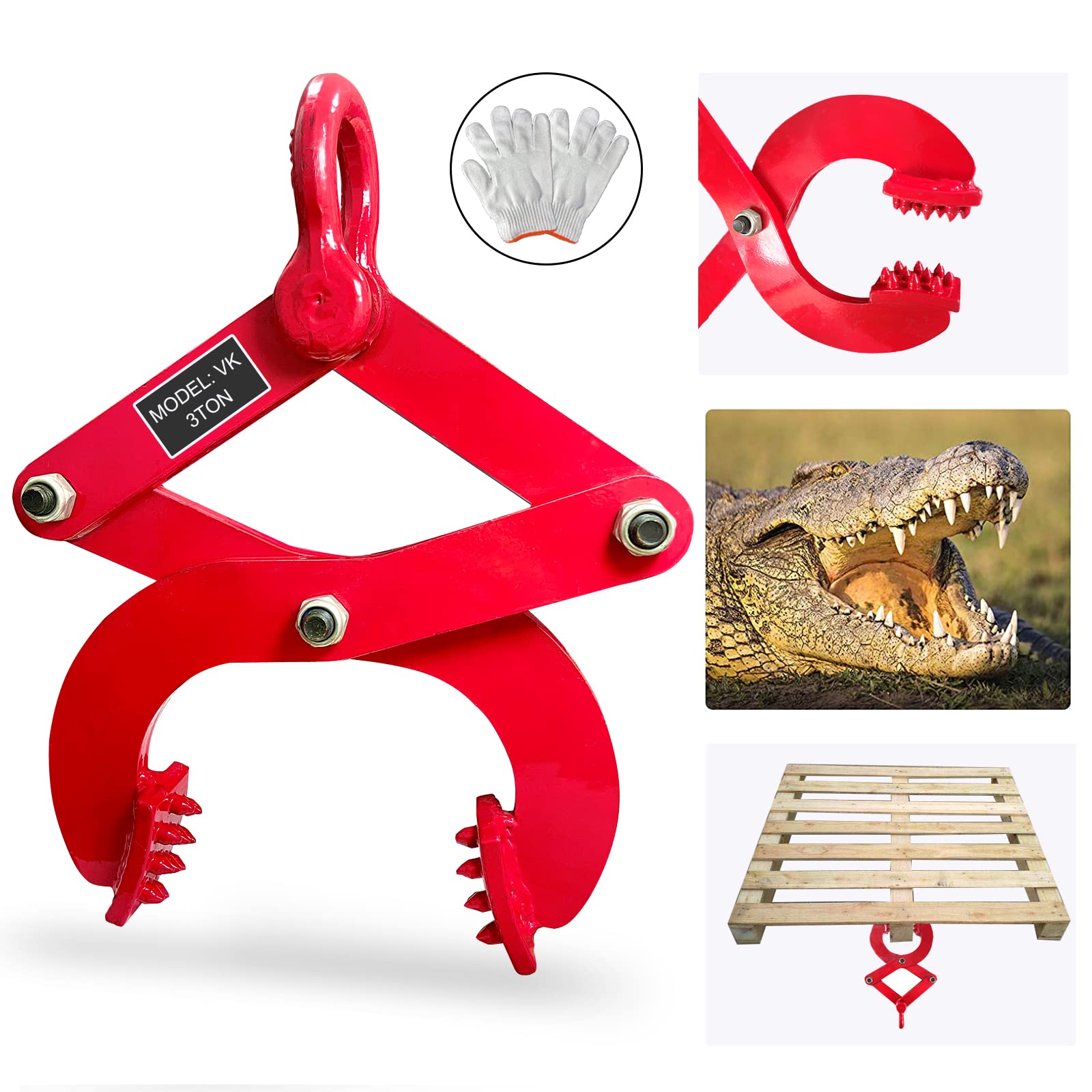 BONOOTH Pallet Puller Clamp 6614 Lbs Capacity Heavy Duty Steel Single Scissor for Pulling Pallets, Woods and Other Things Easily