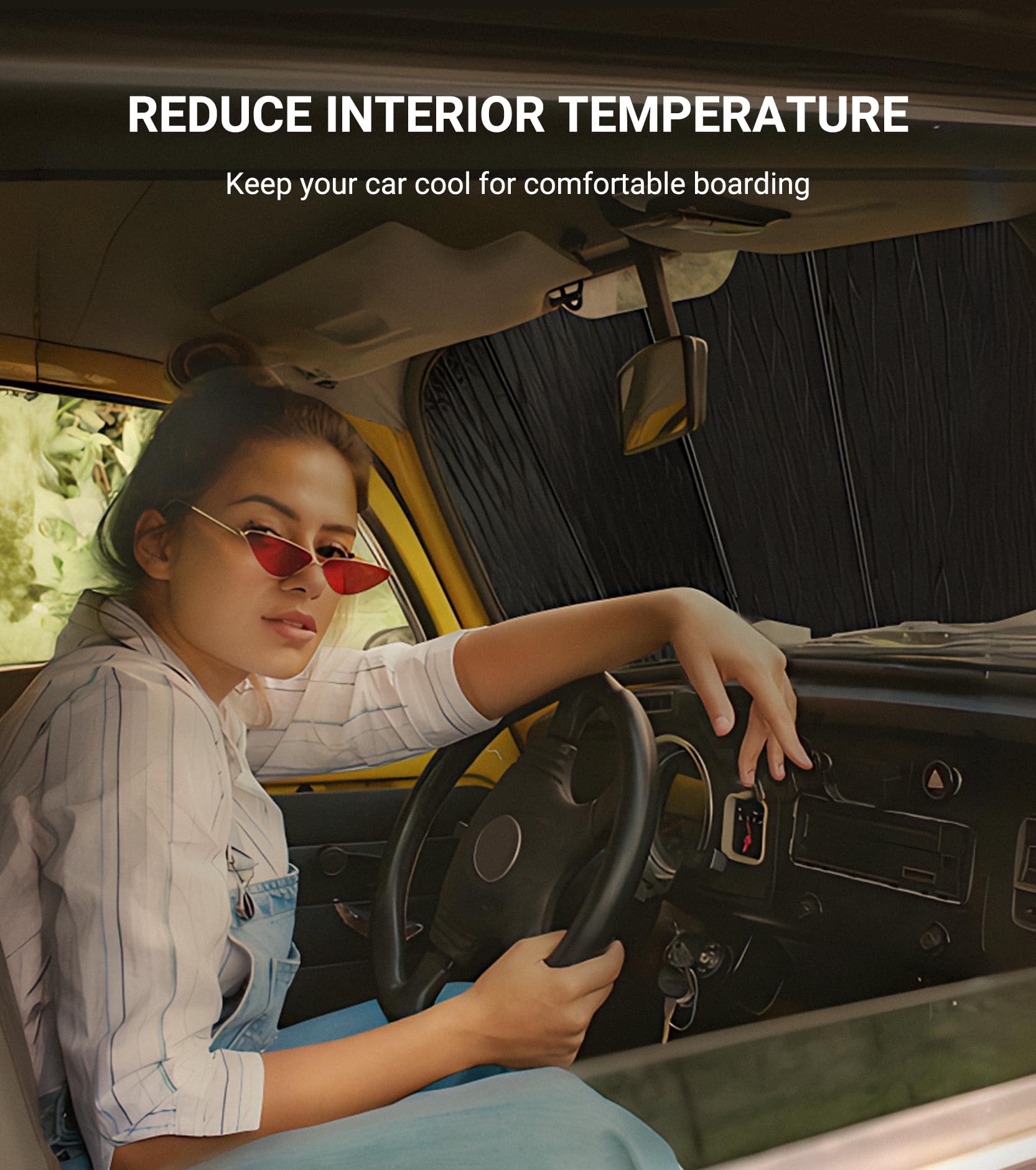 Pigenius Windshield Sun Shade For 2019 2020 2021 2022 2023 Dodge Ram 1500 - Premium Folding Sunshade (For Car With 10 Inch Wide