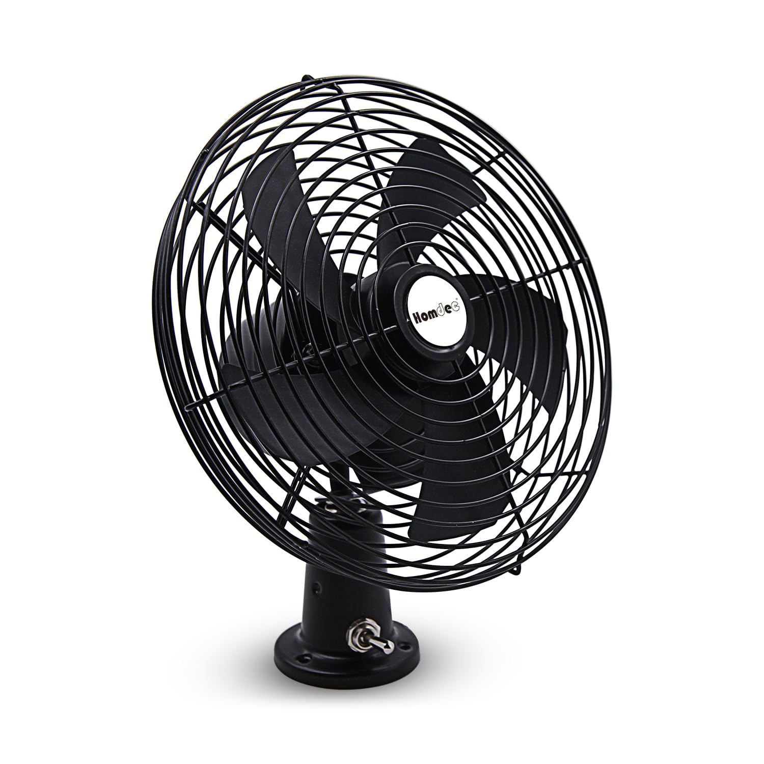 Homdec 12V RV Cooling Fan with 2-Speed Switch, 8.75-Inch Heavy Duty Black Metal Fan, 12Volts Car Fan, use for Auto, Truck, RV, C