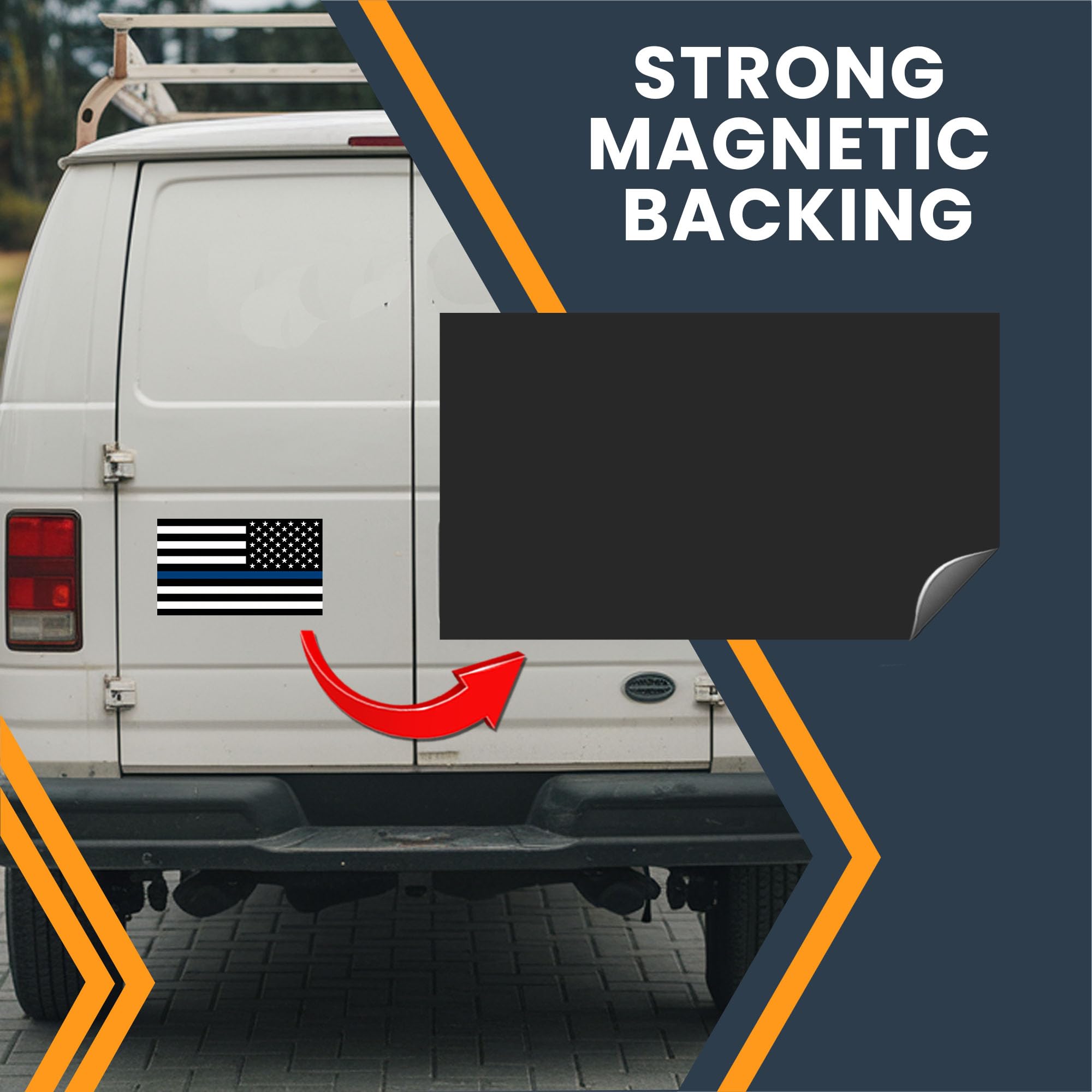 Magnet Me Up Reversed Thin Blue Line American Flag Automotive Magnet Decal, 7X12 Inches, Heavy Duty For Car Truck Or Suv, In Sup