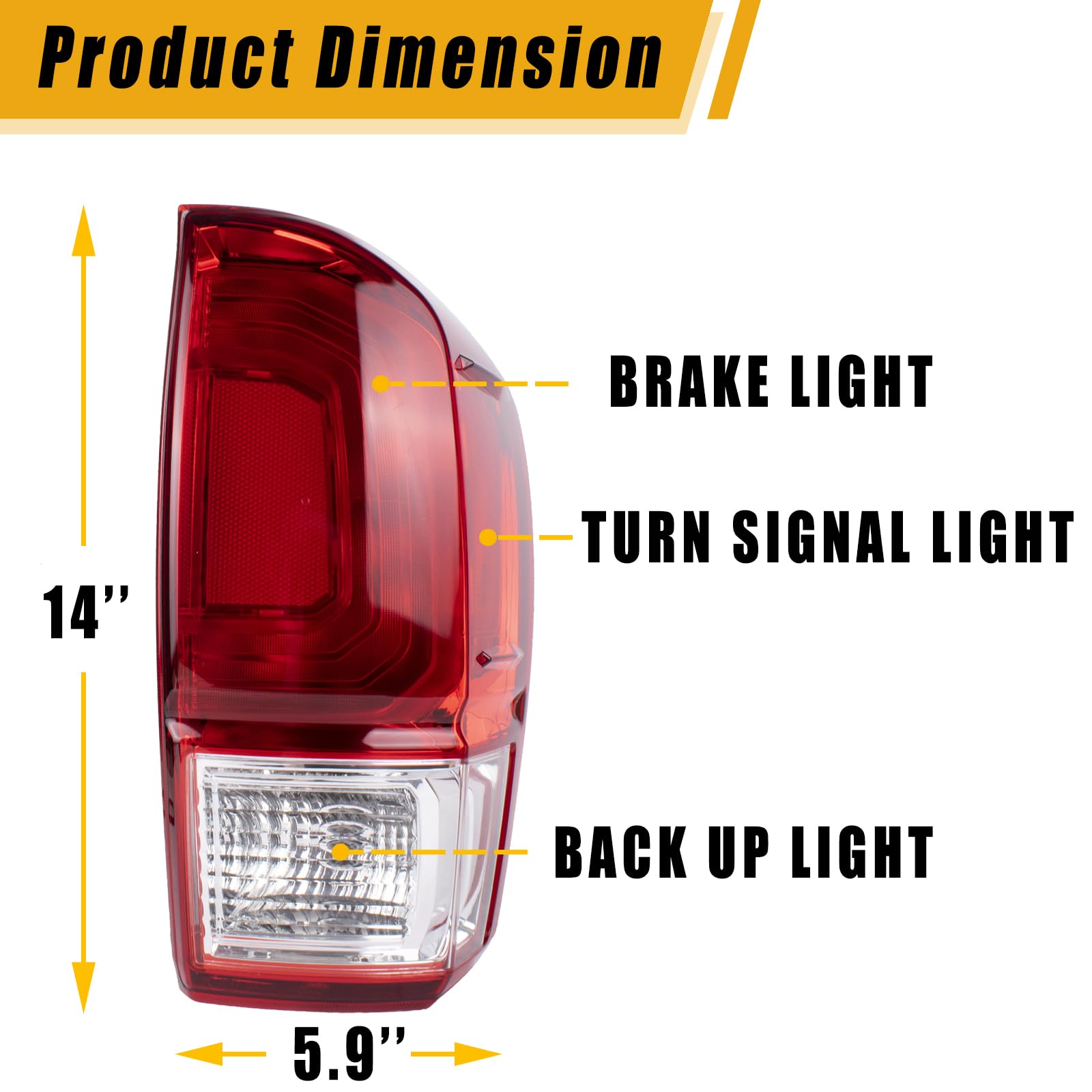 Boine Compatible With 2016 2017 2018 2019 2020 Toyota Tacoma Pickup Left Driver Side Red Tail Light Housing Replace 81550-04170