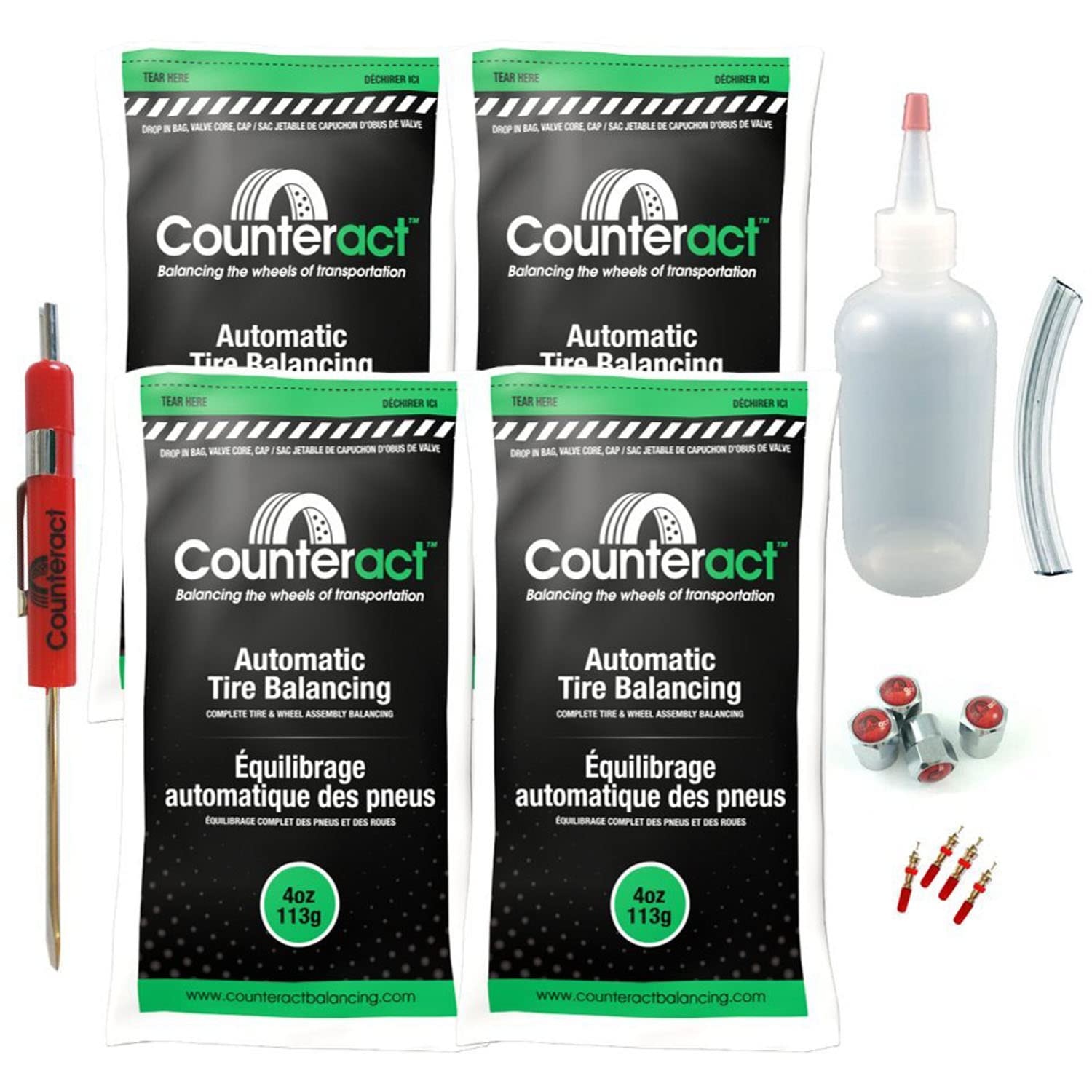 Counteract DIYK-4 Do It Yourself Tire/Wheel Balancing Beads Kit - Off -Road, Light Duty Truck Tires, (4) 4oz DIY Bead Bags, (4) 